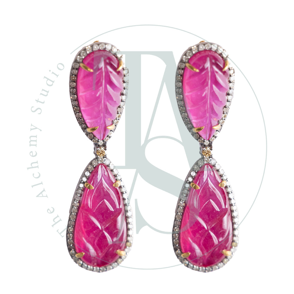 Donya Ruby and Diamond Earrings