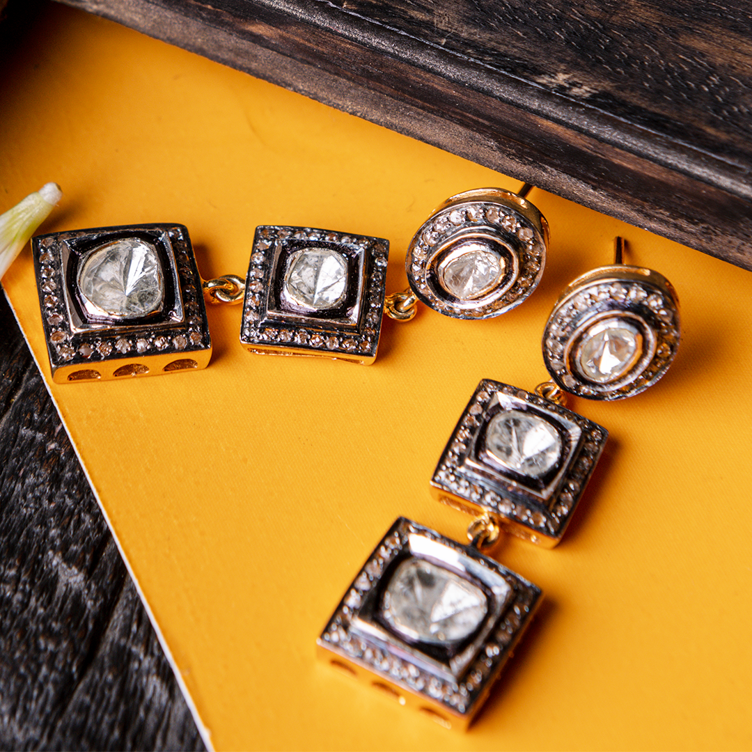 Layered Polki Earrings