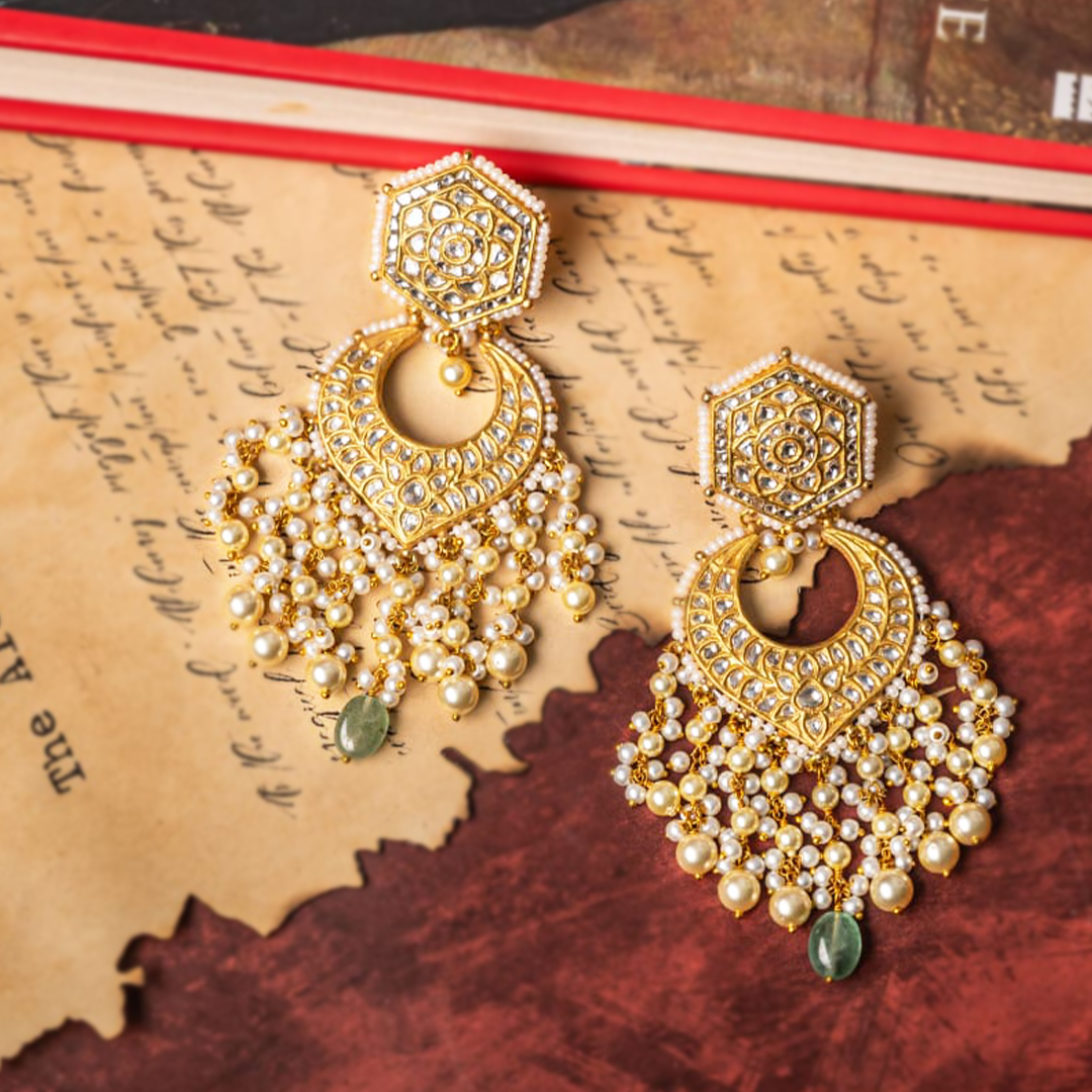 Nargis Emerald Polki Chandbalis