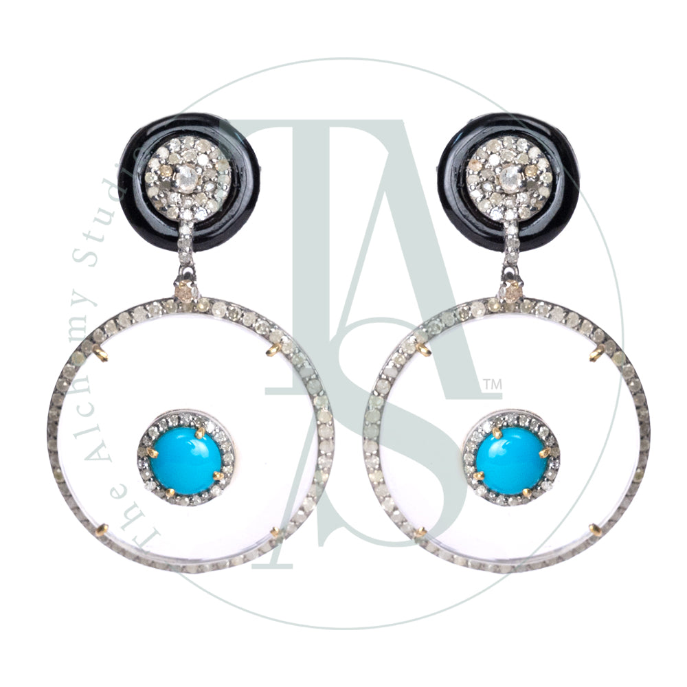 Lynx Dual Turquoise and Crystal Earrings