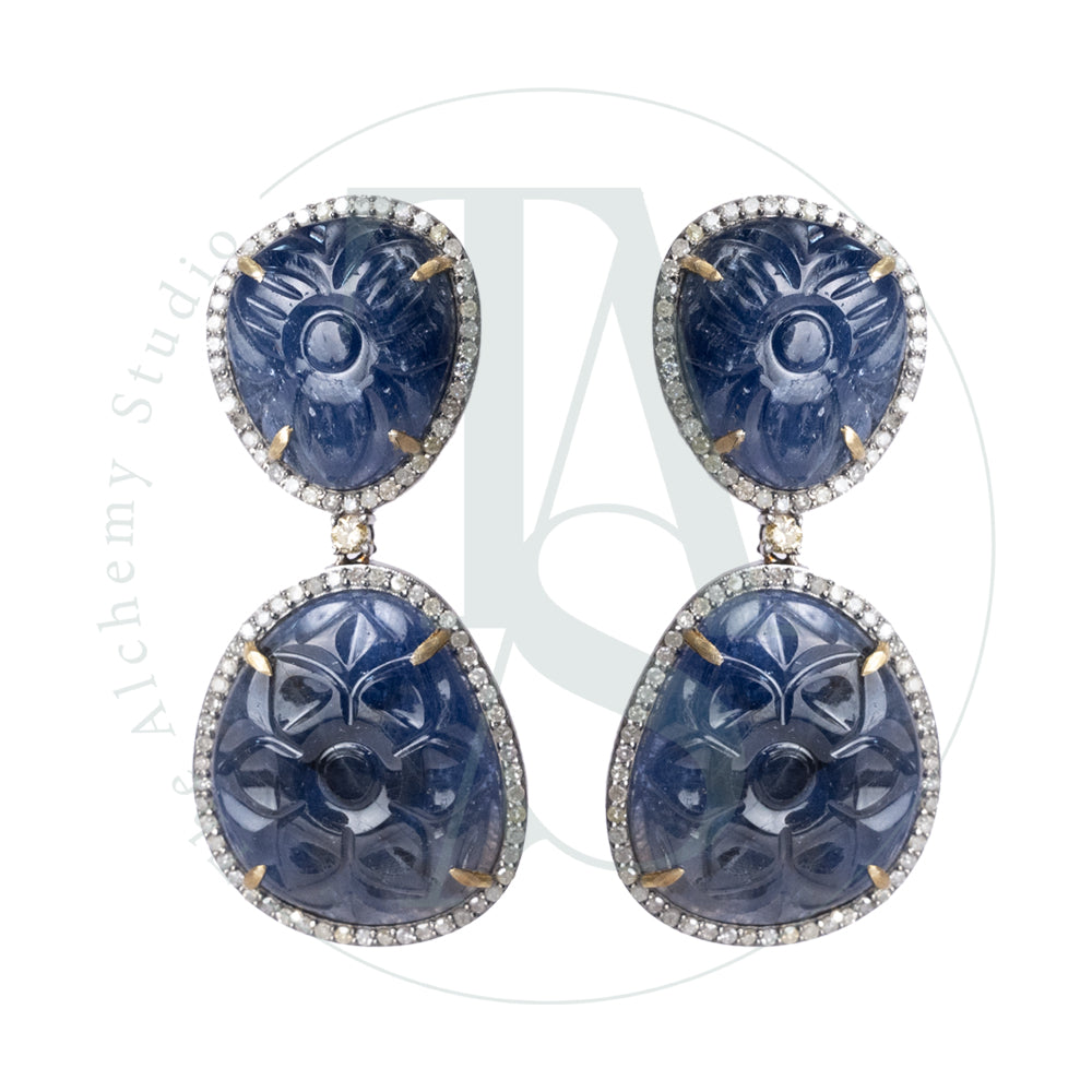 Emery Blue Sapphire and Diamond Earrings