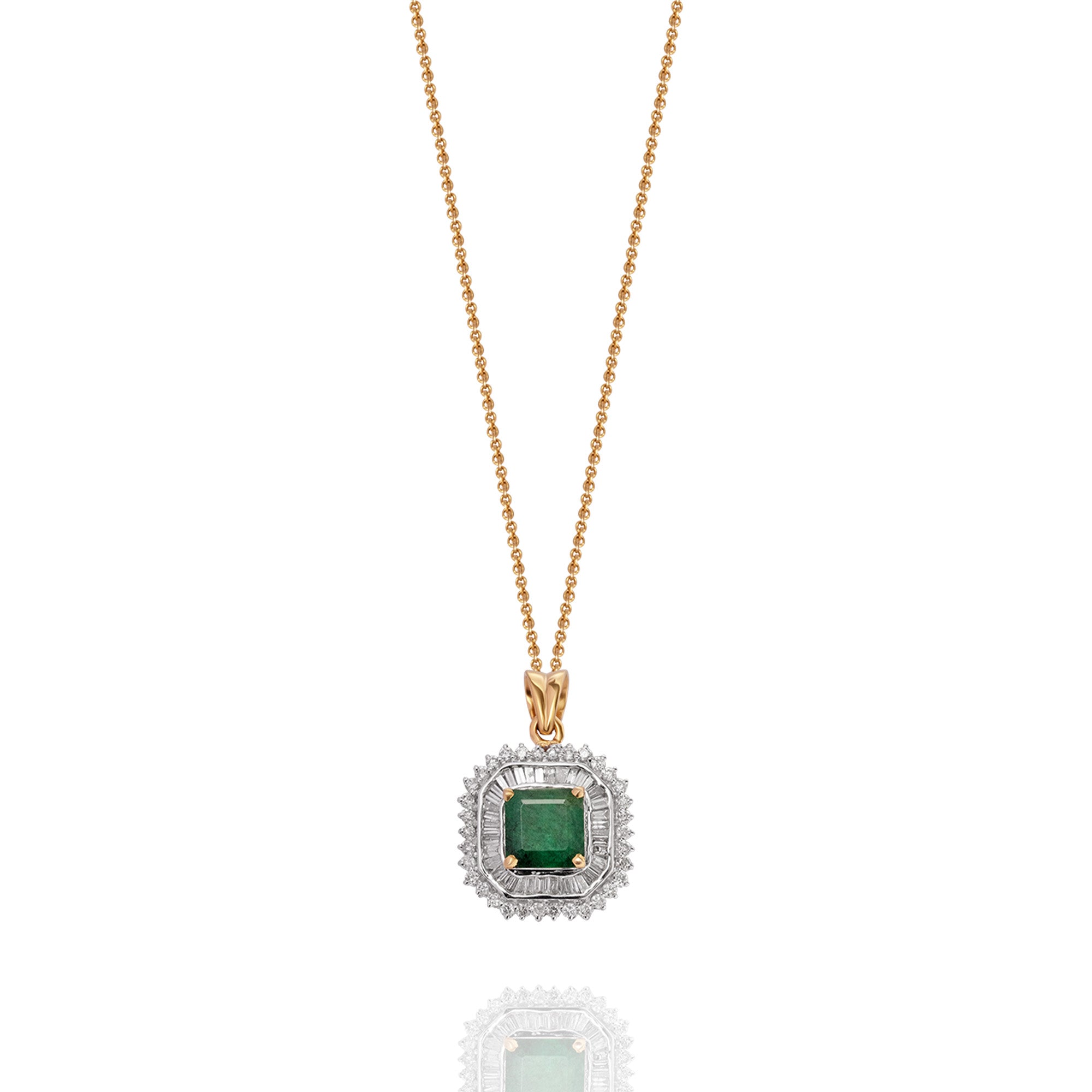 Delilah diamond emerald pendant