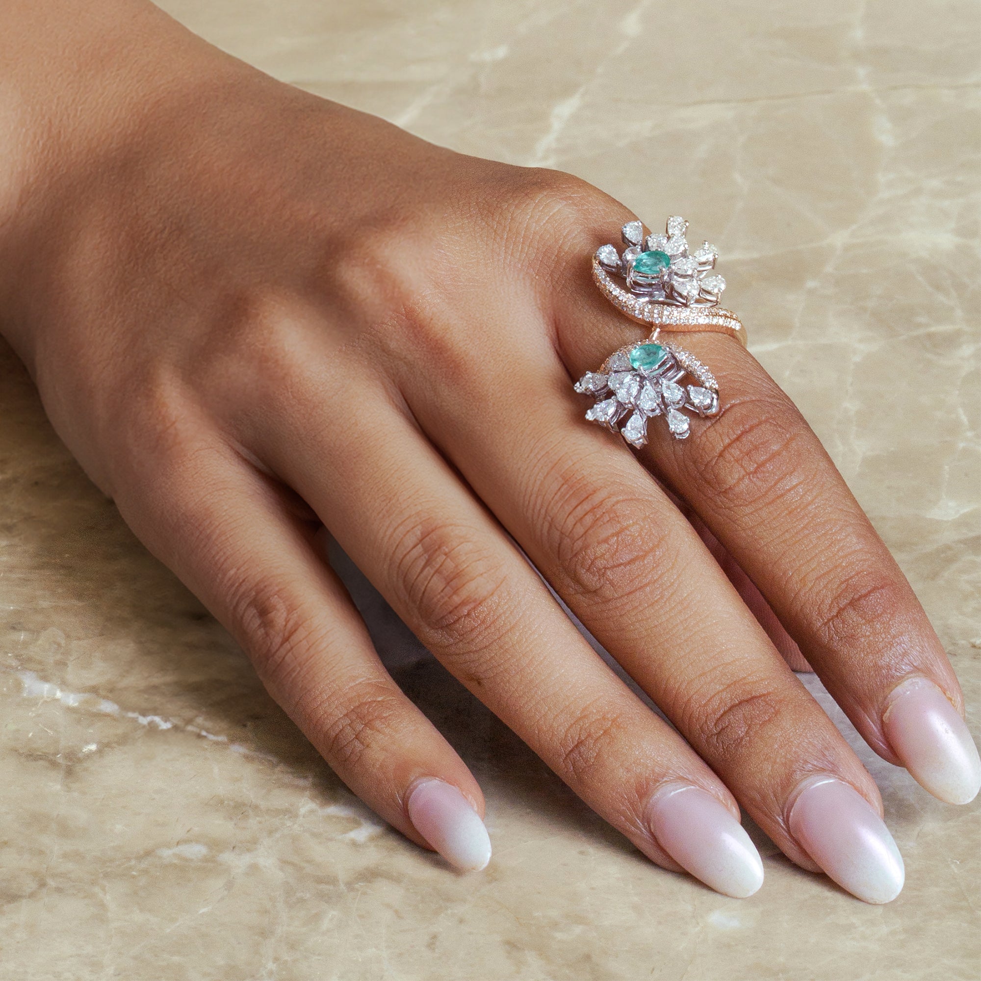 Altair diamond emerald Ring