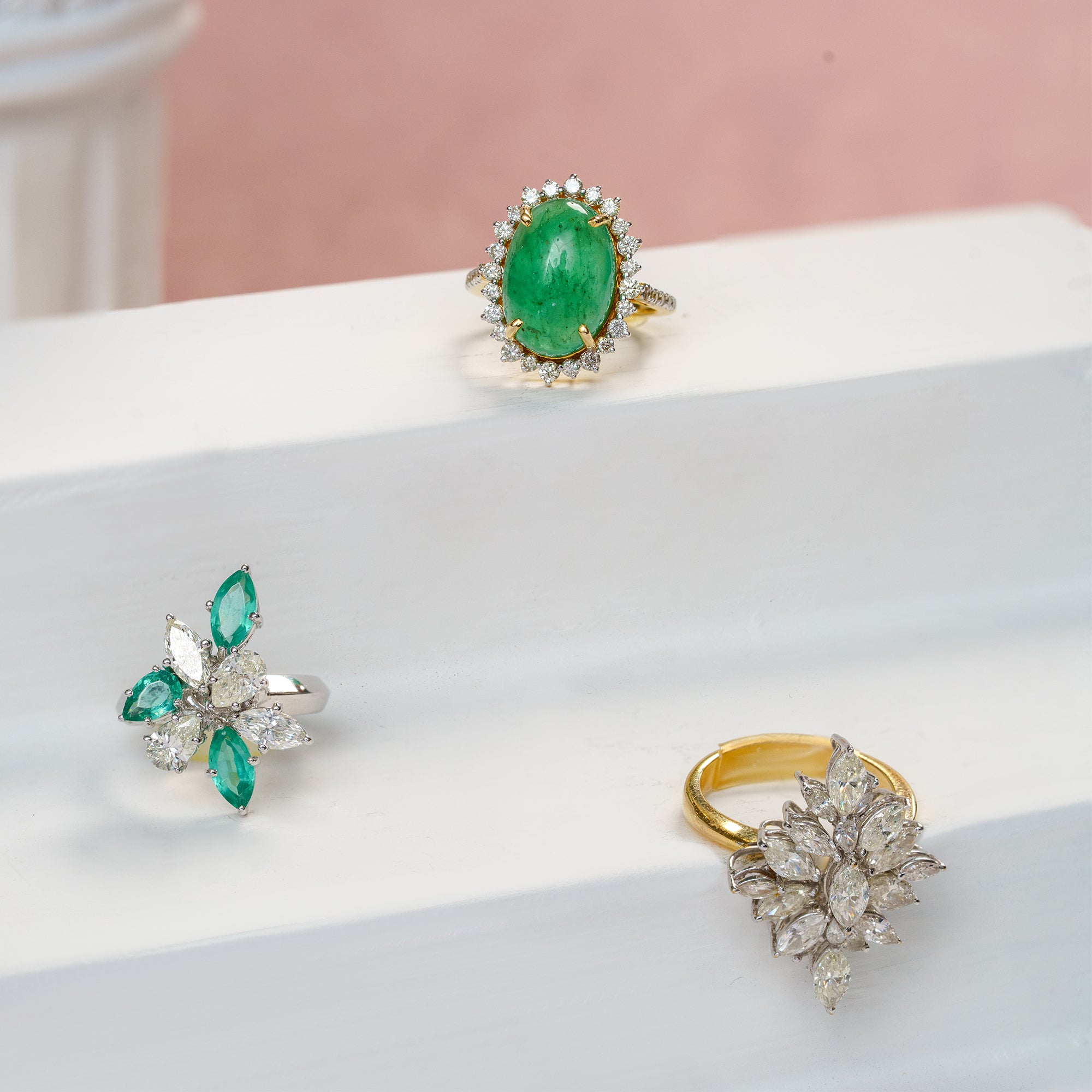 Fern diamond emerald Ring