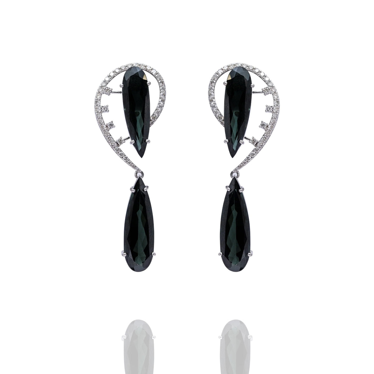 Esvera Diamond Black Onyx earrings