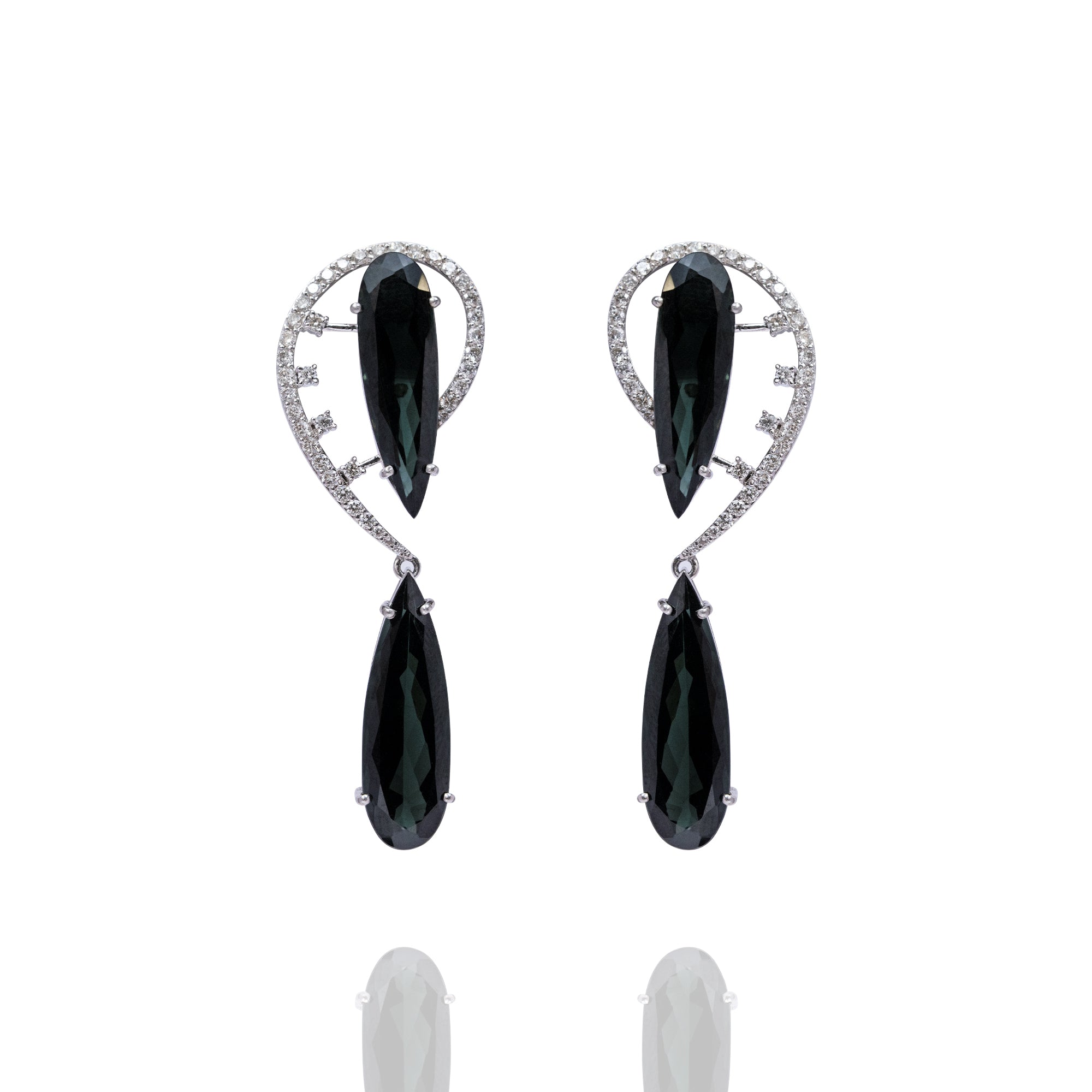 Esvera Diamond Black Onyx earrings