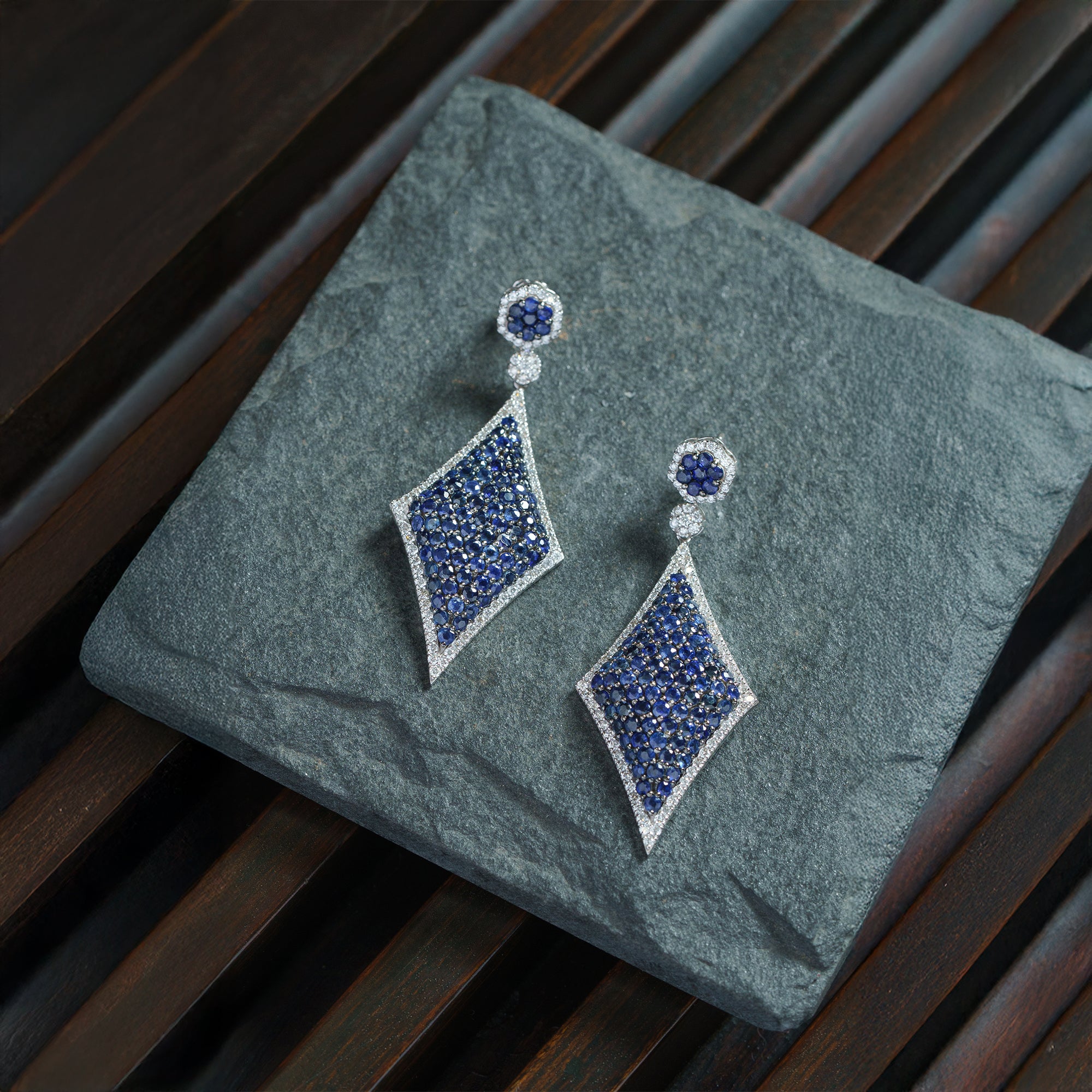 Fable Diamond Blue Sapphire Earrings
