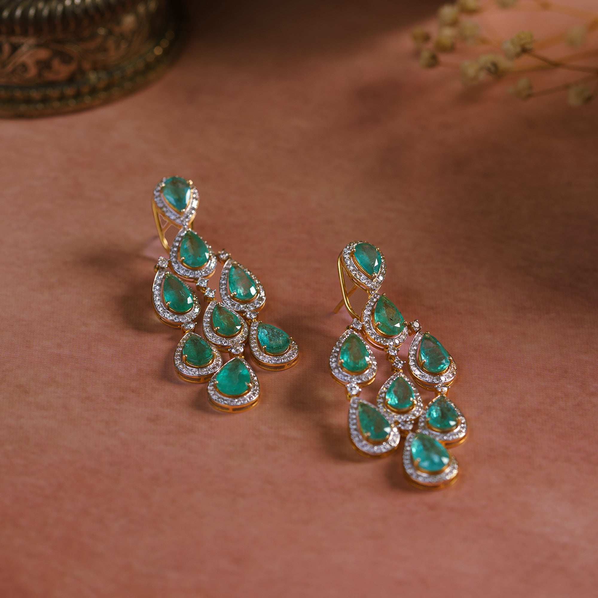 Forest Diamond Emerald Earring