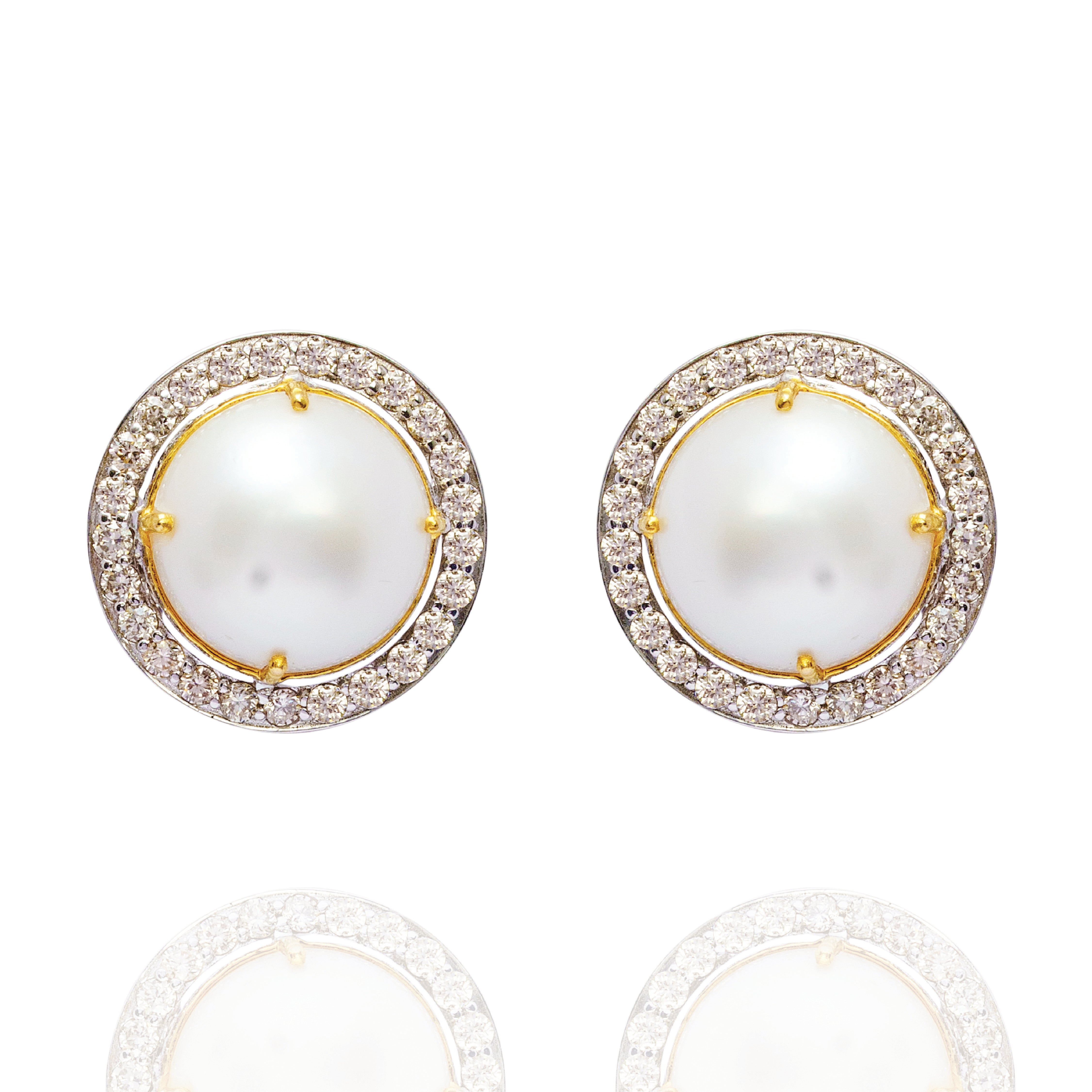 Serif Diamond Pearl Earrings