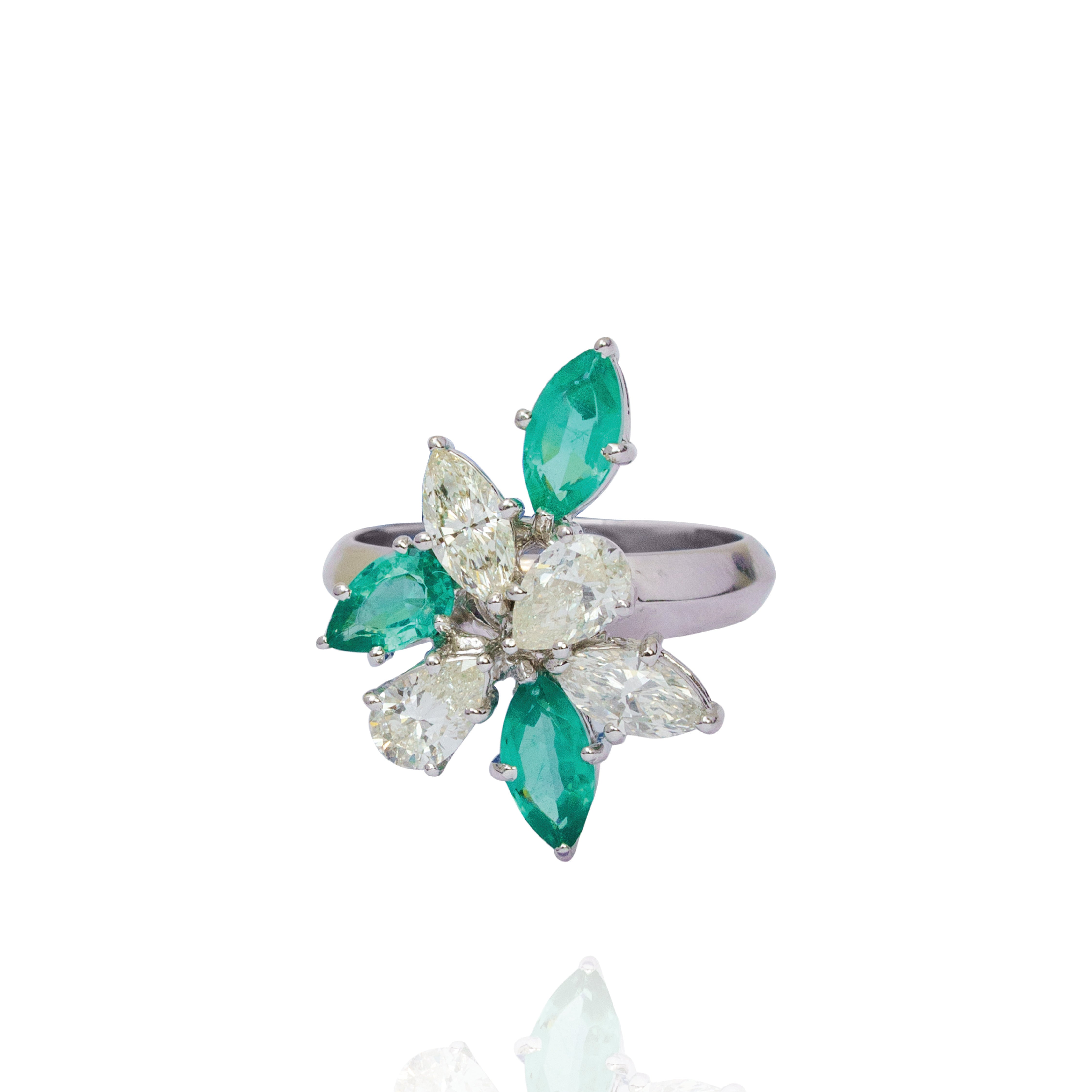 Fern diamond emerald Ring