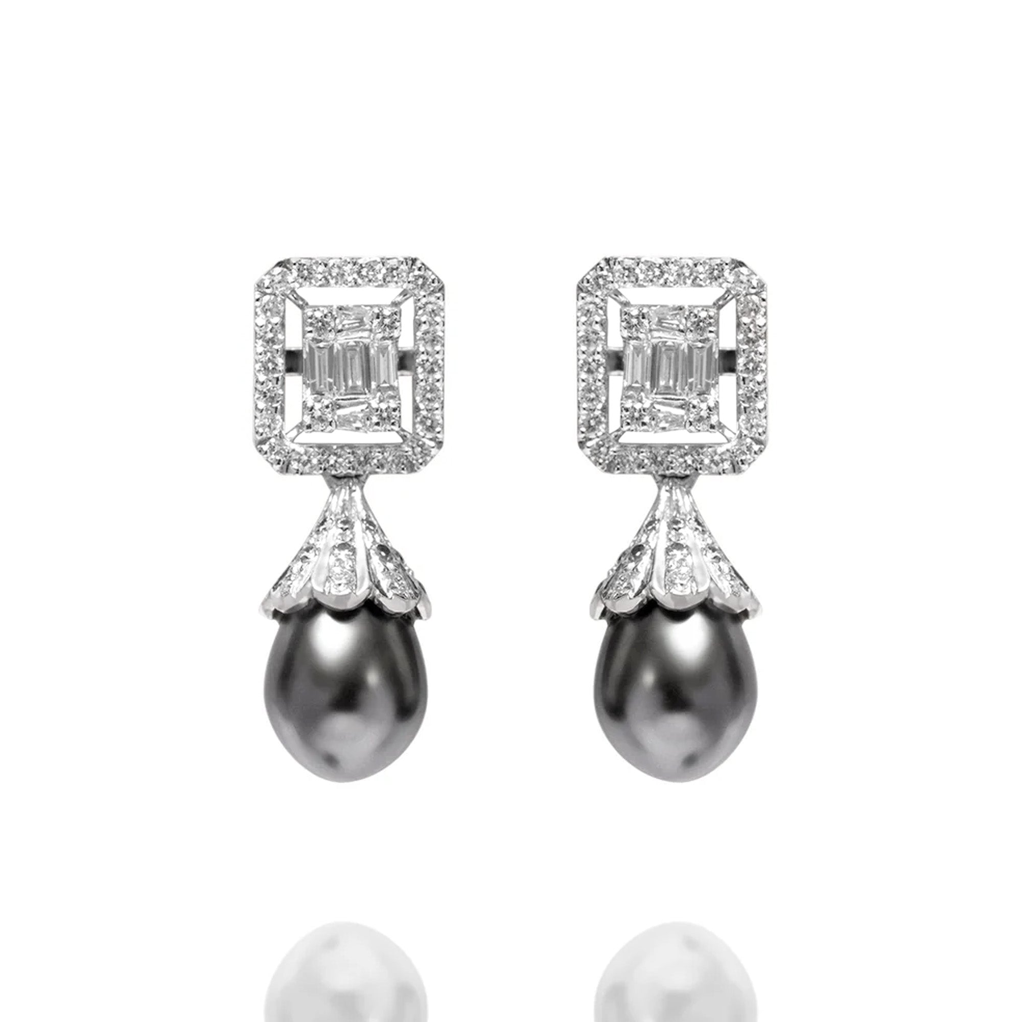 Audrey diamond Pearl drop earrings