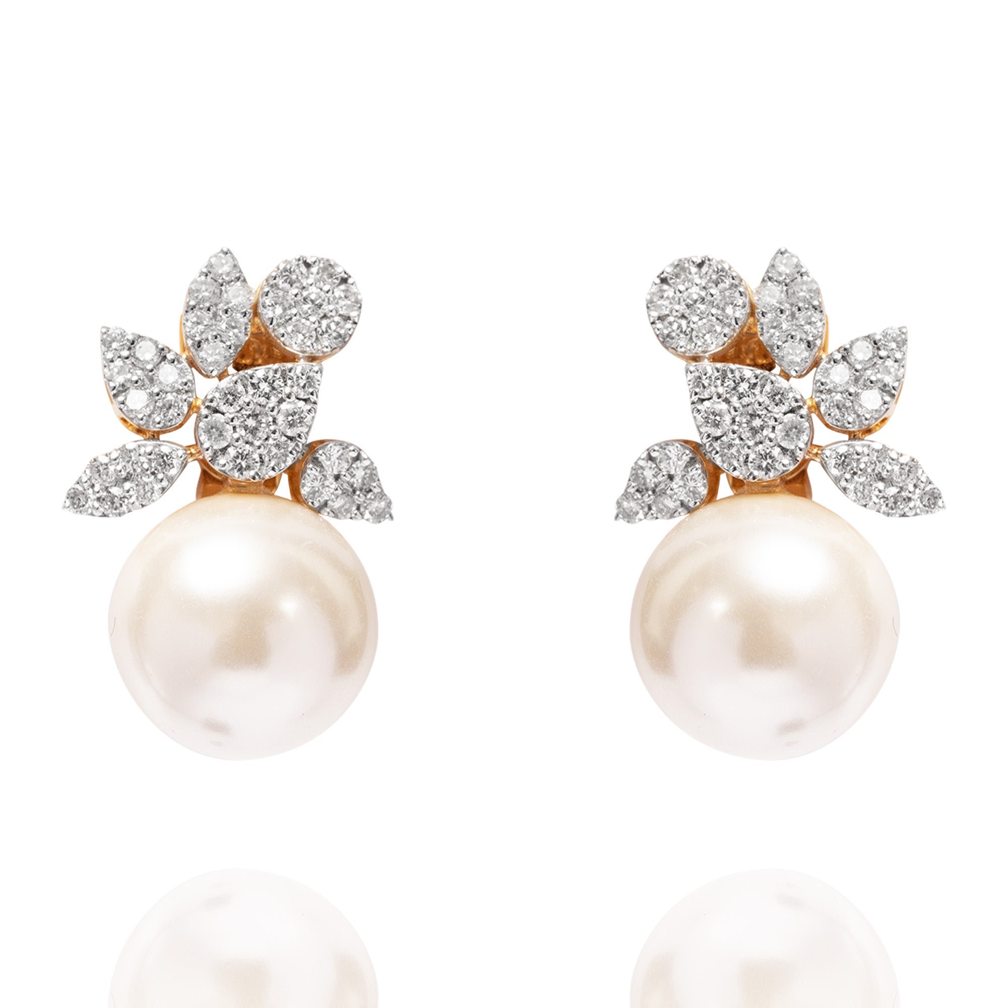 Pearl Drop diamond cluster earrings