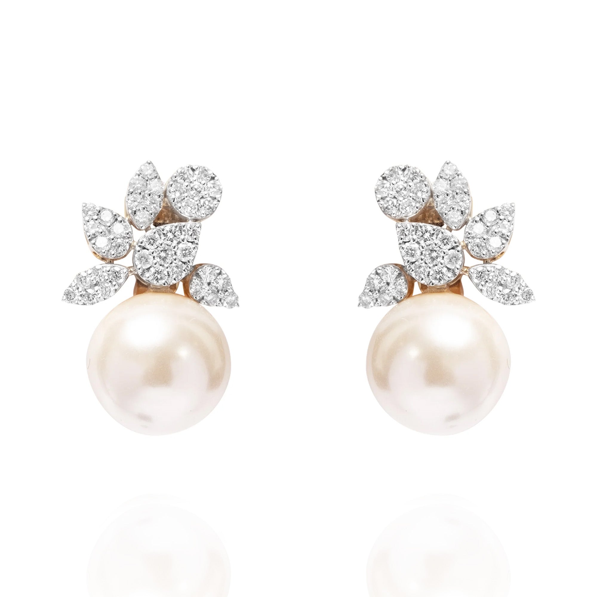 Pearl Drop diamond cluster earrings