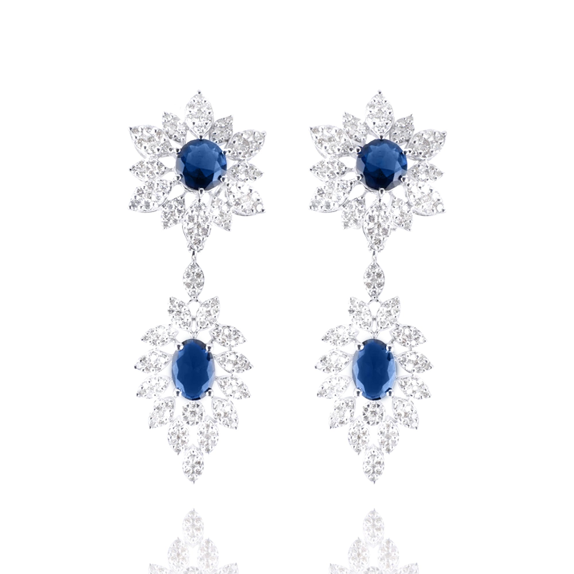Evy Diamond Blue Coloured Stone Earrings