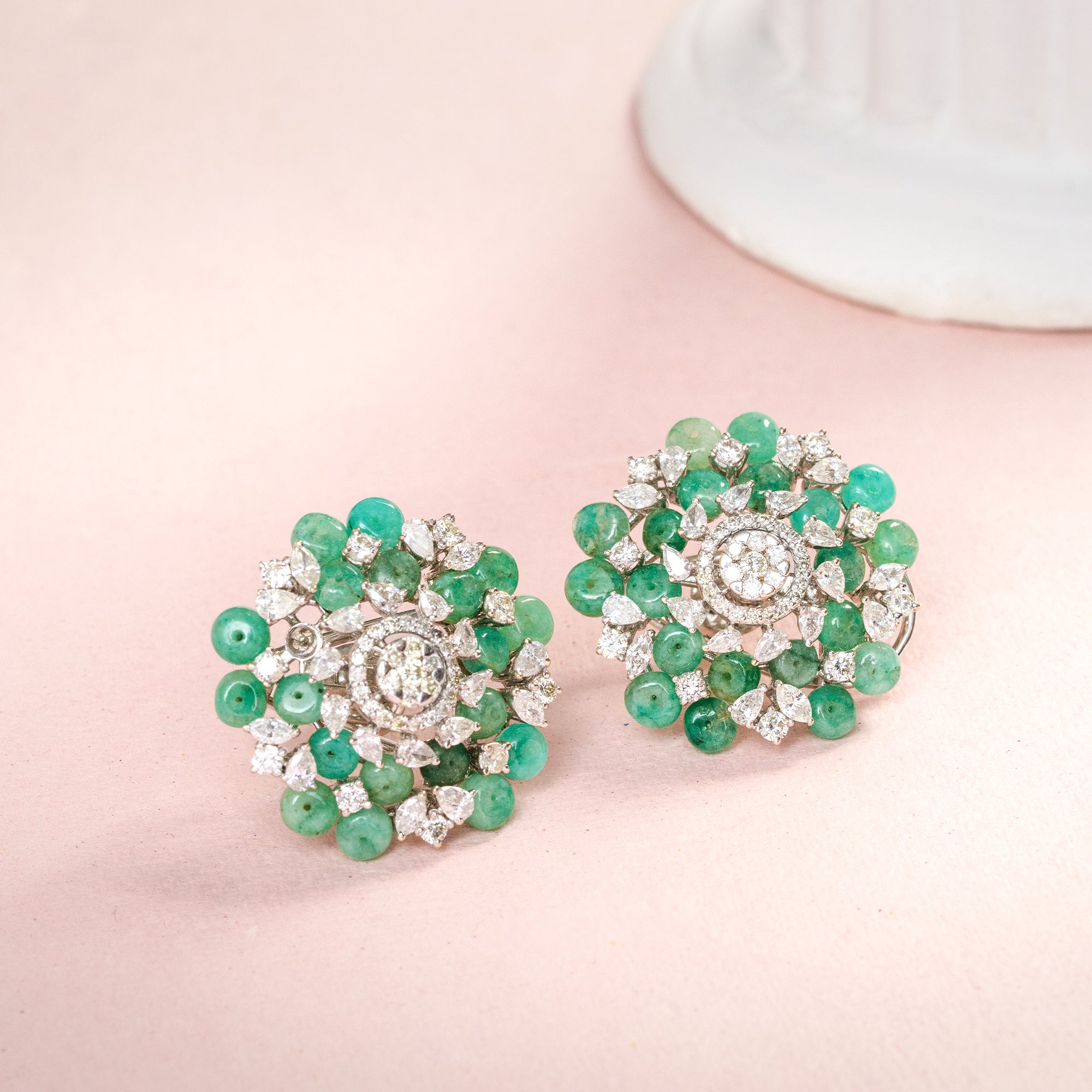 Strata Diamond Emerald Earrings
