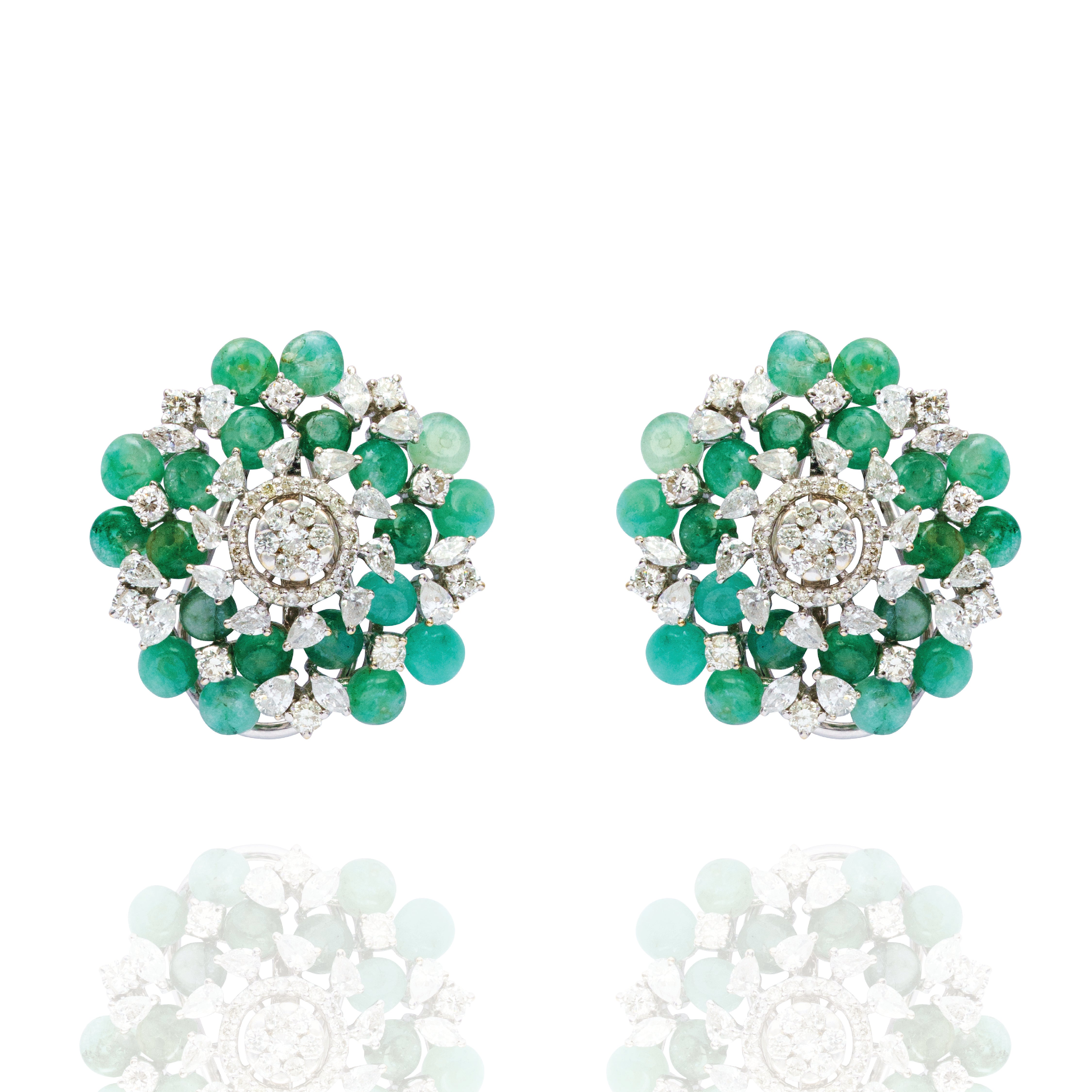 Strata Diamond Emerald Earrings