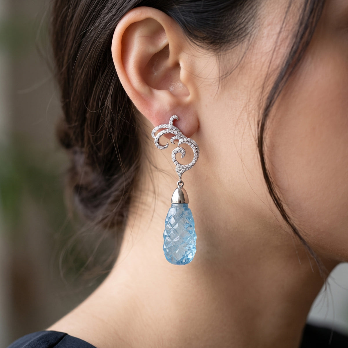 Mirabel Diamond Aquamarine Earrings