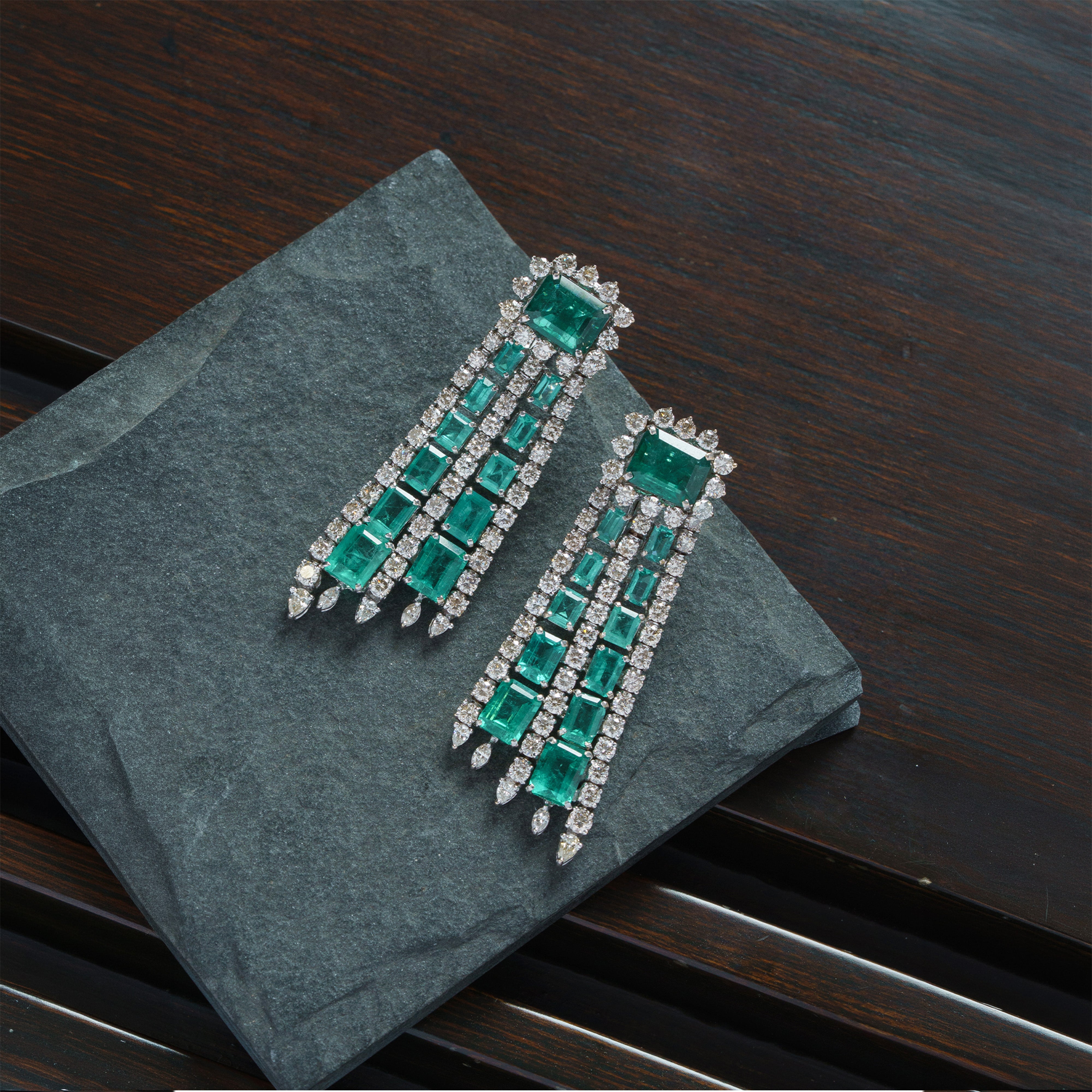 Lunara Diamond Emerald Earrings