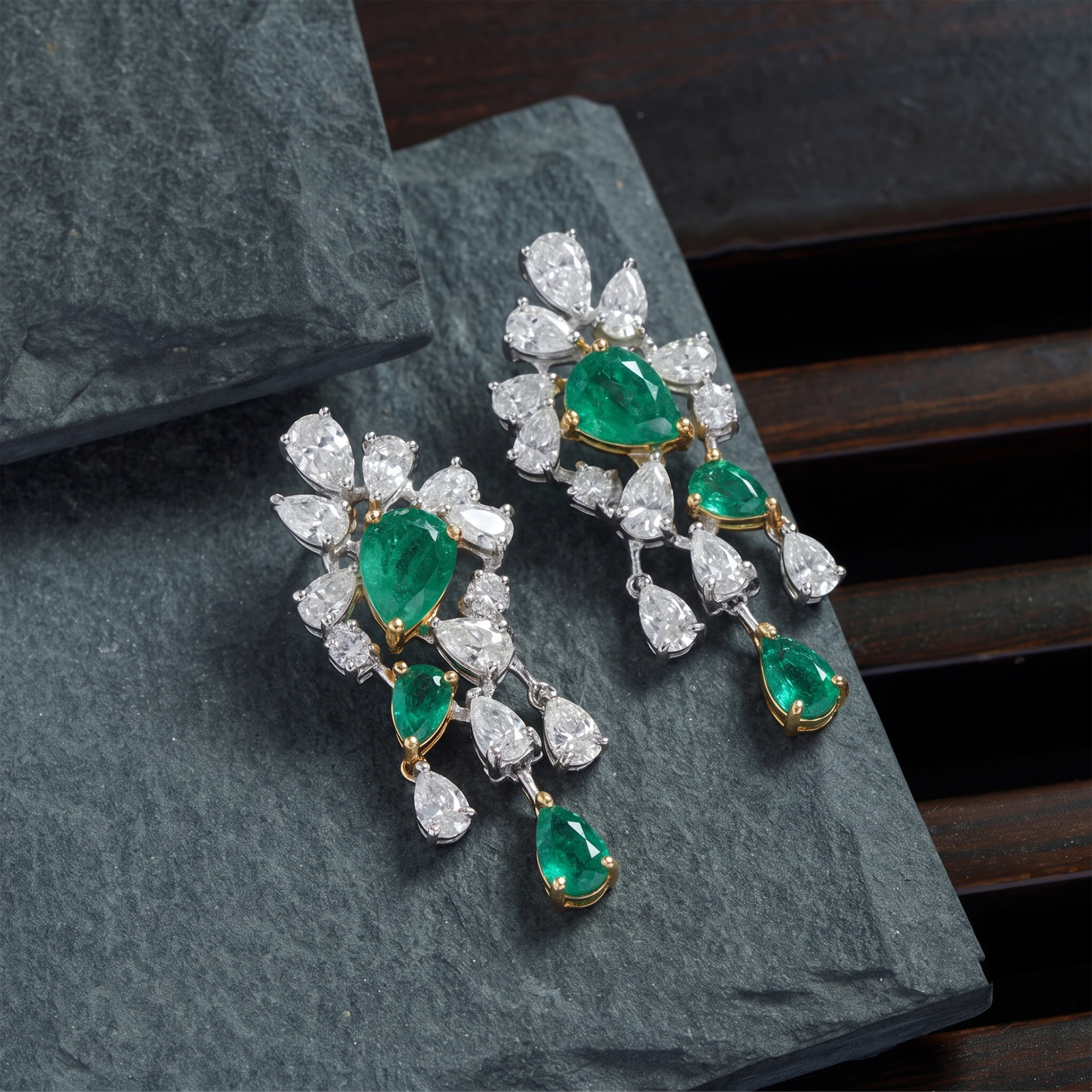 Valence Diamond Emerald Earrings