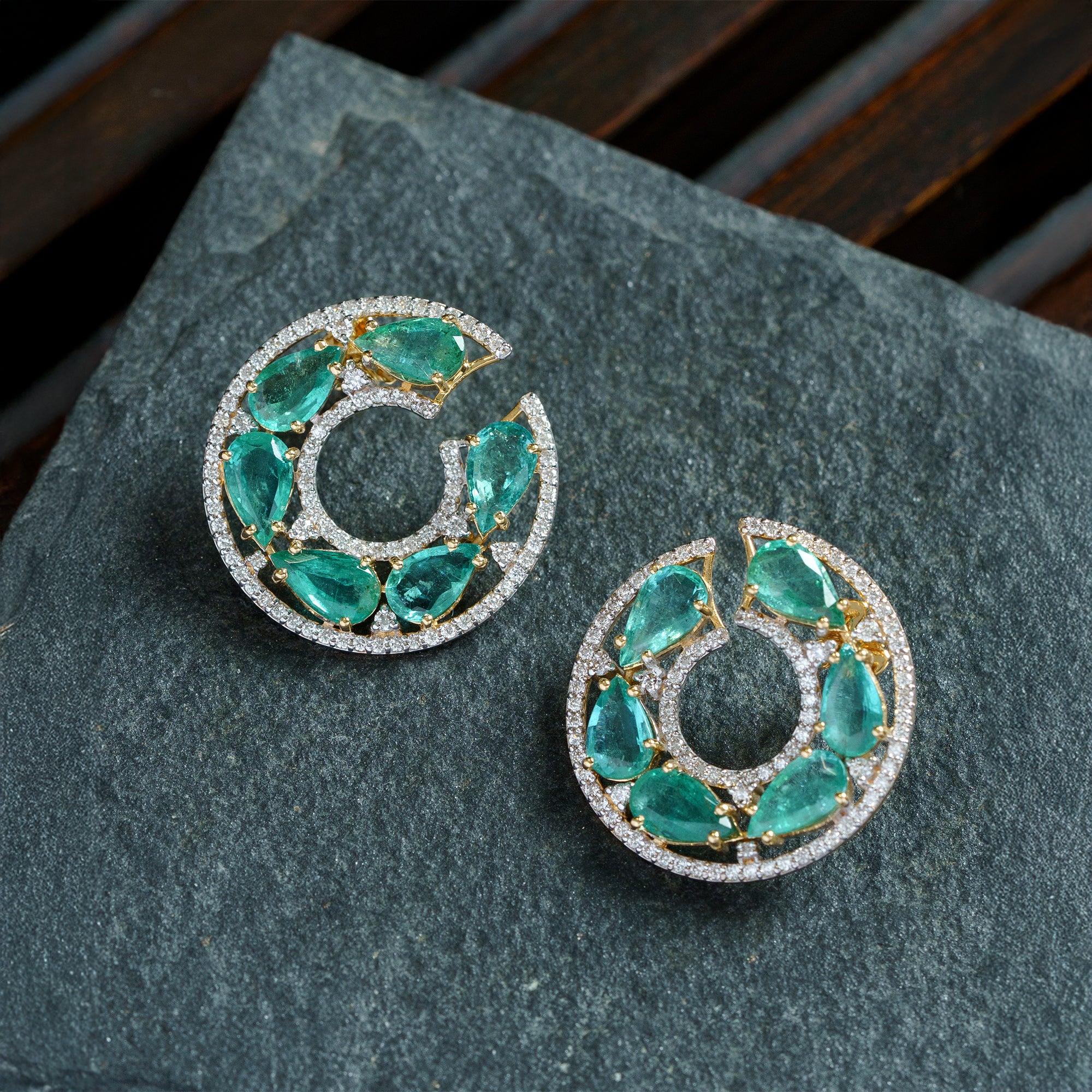 Evelina Diamond Emerald Earrings