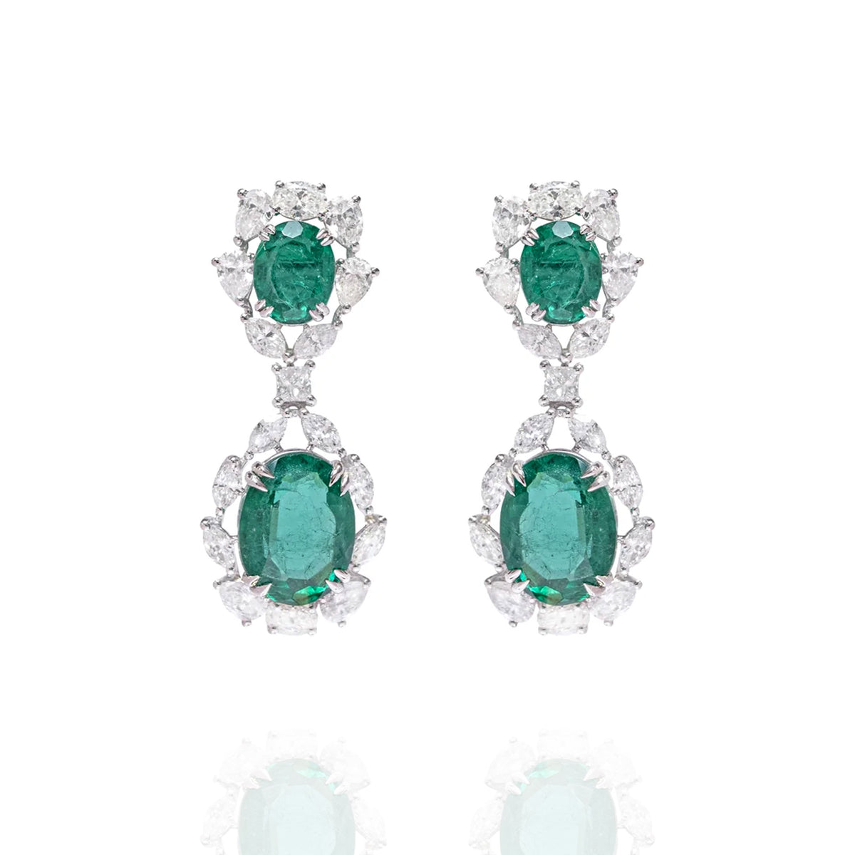 Fianna Diamond Emerald Earrings