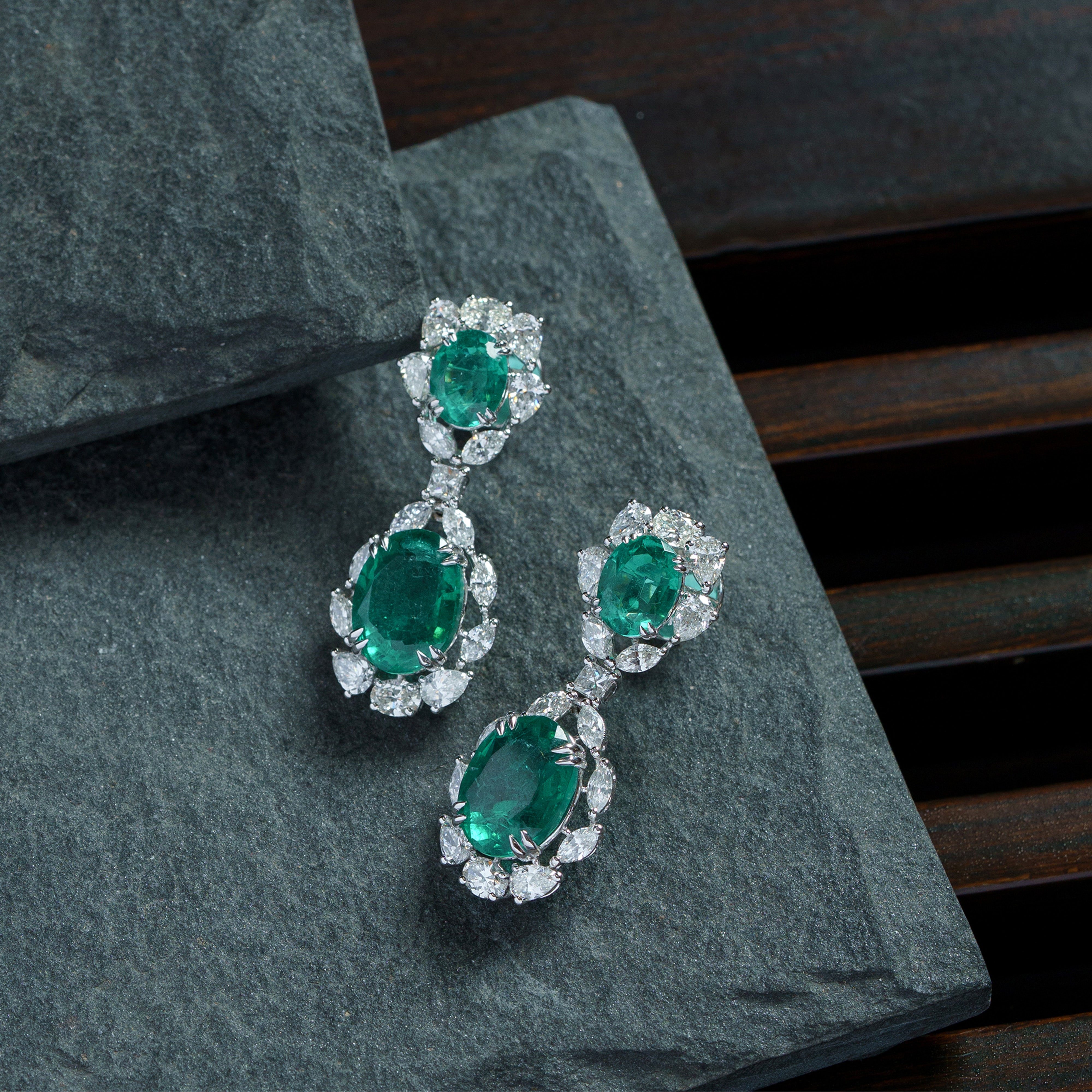 Fianna Diamond Emerald Earrings