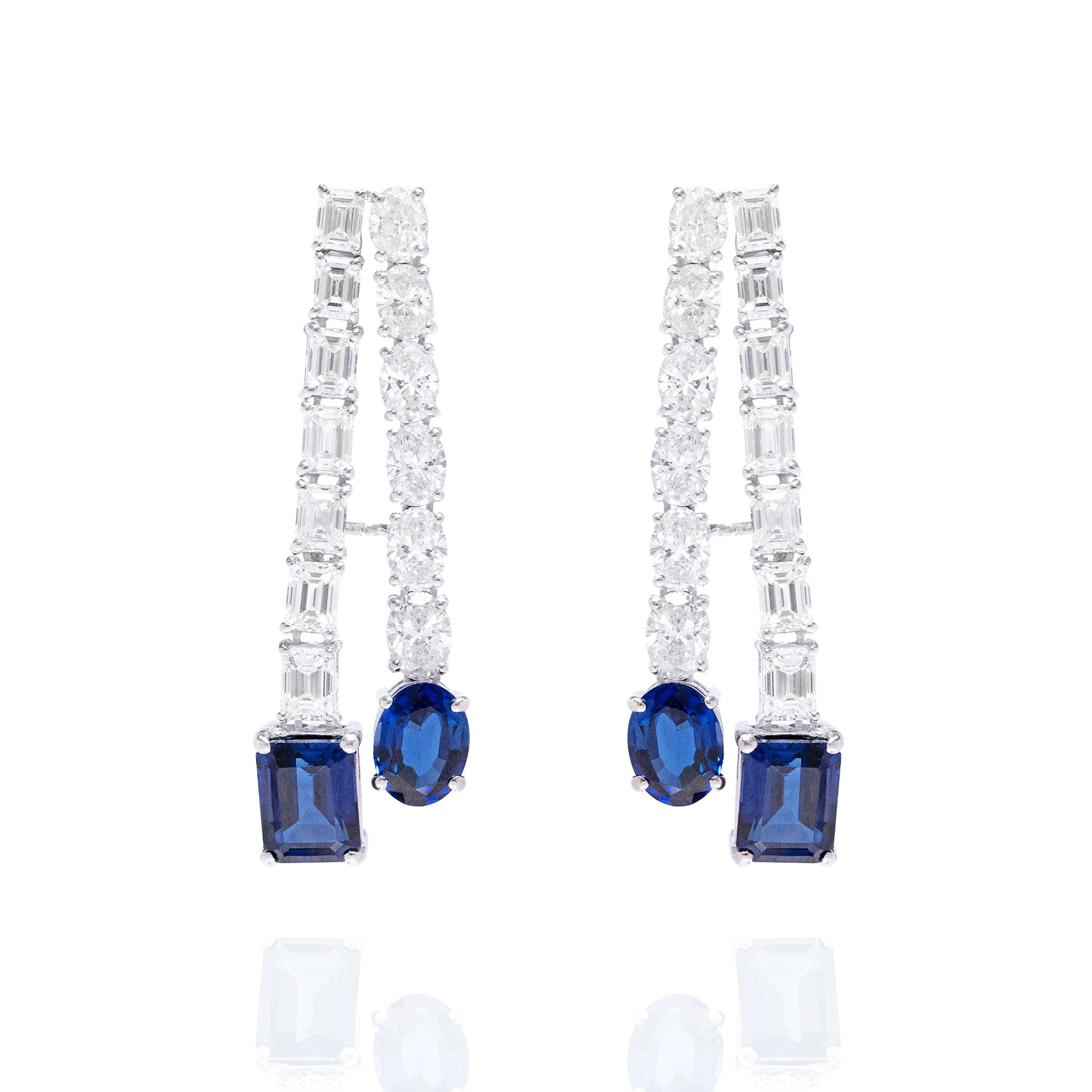 Thira Double Layer Diamond Sapphire Earrings