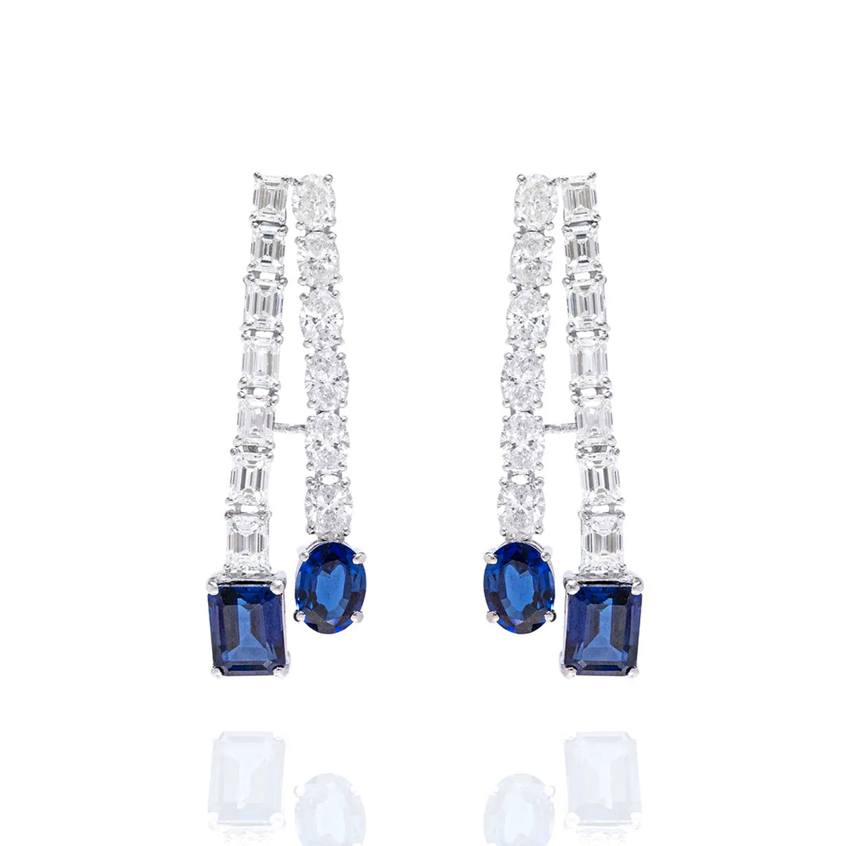 Thira Double Layer Diamond Sapphire Earrings