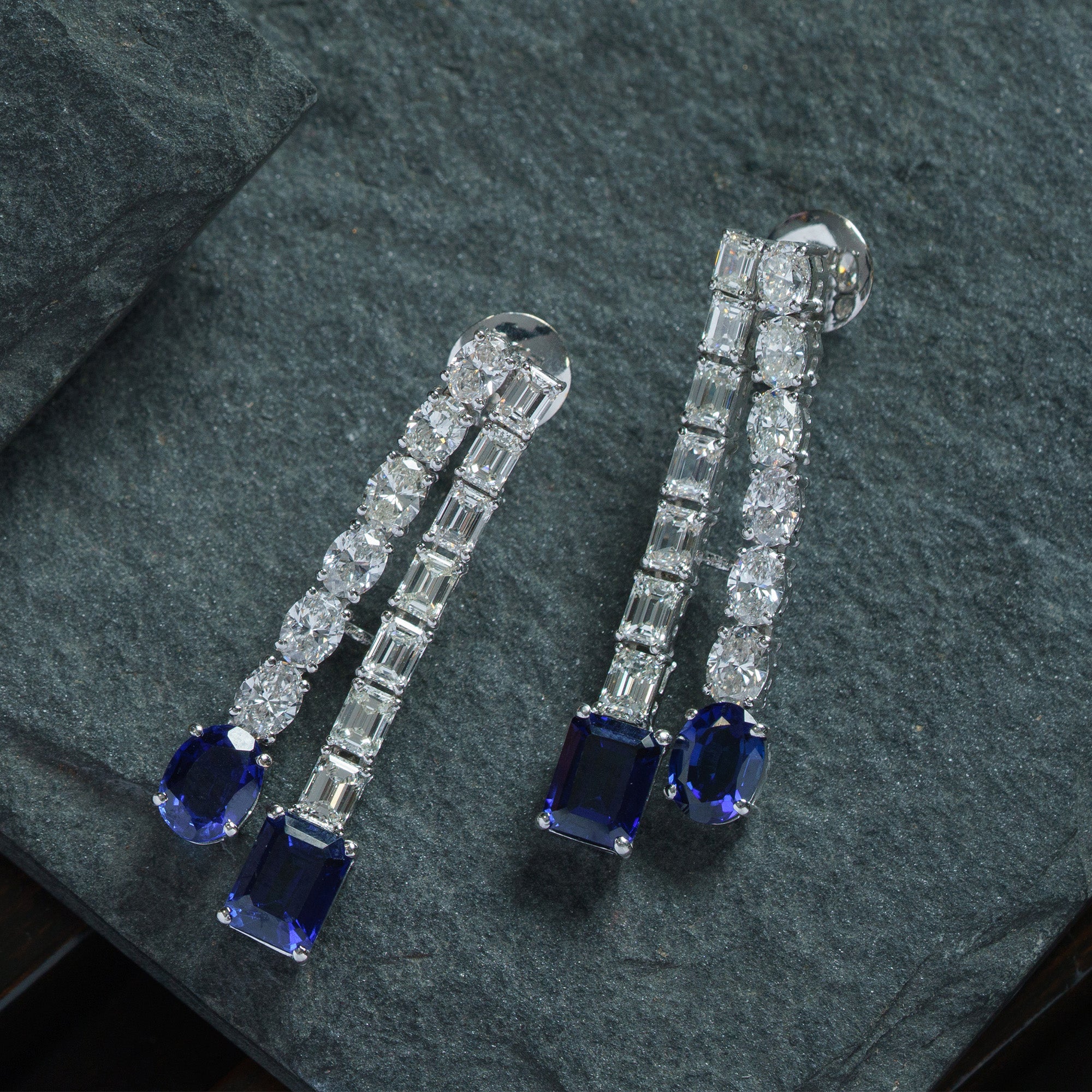 Thira Double Layer Diamond Sapphire Earrings