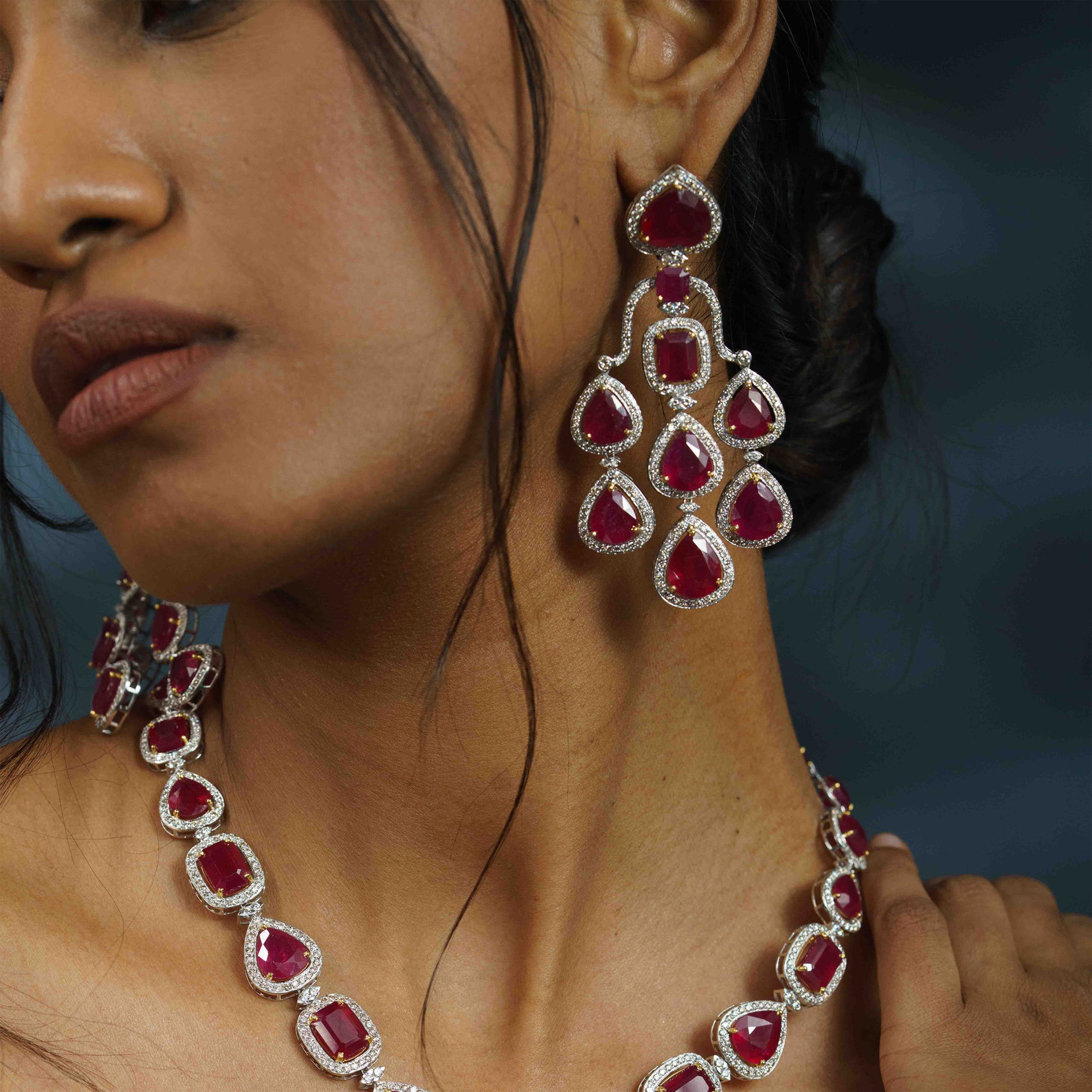 Rubina Diamond Ruby Earrings