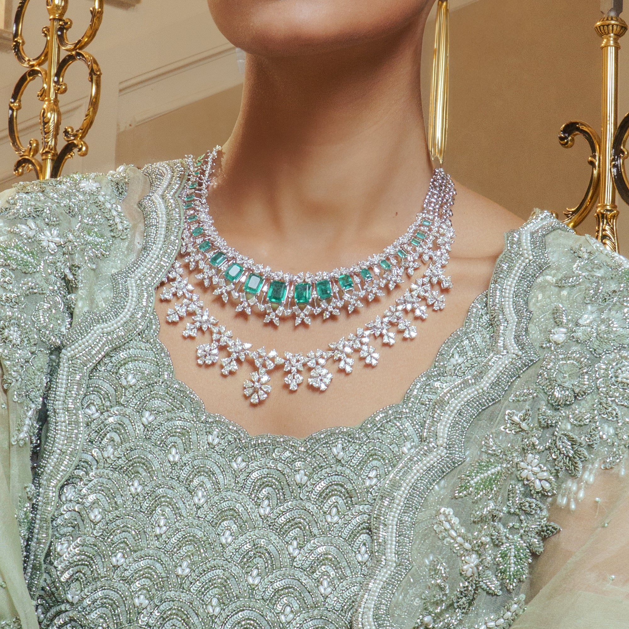 Emeren Royale Diamond Emerald Necklace