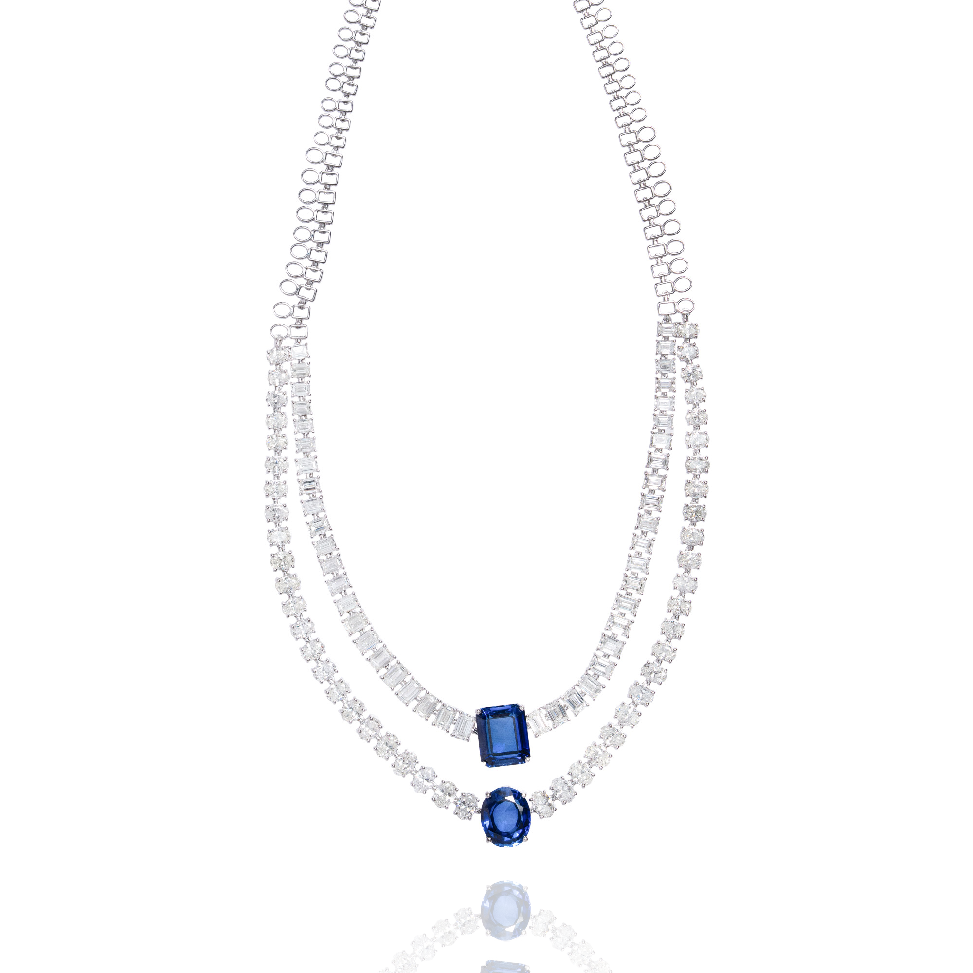 Thira Double Layer Diamond Sapphire Necklace