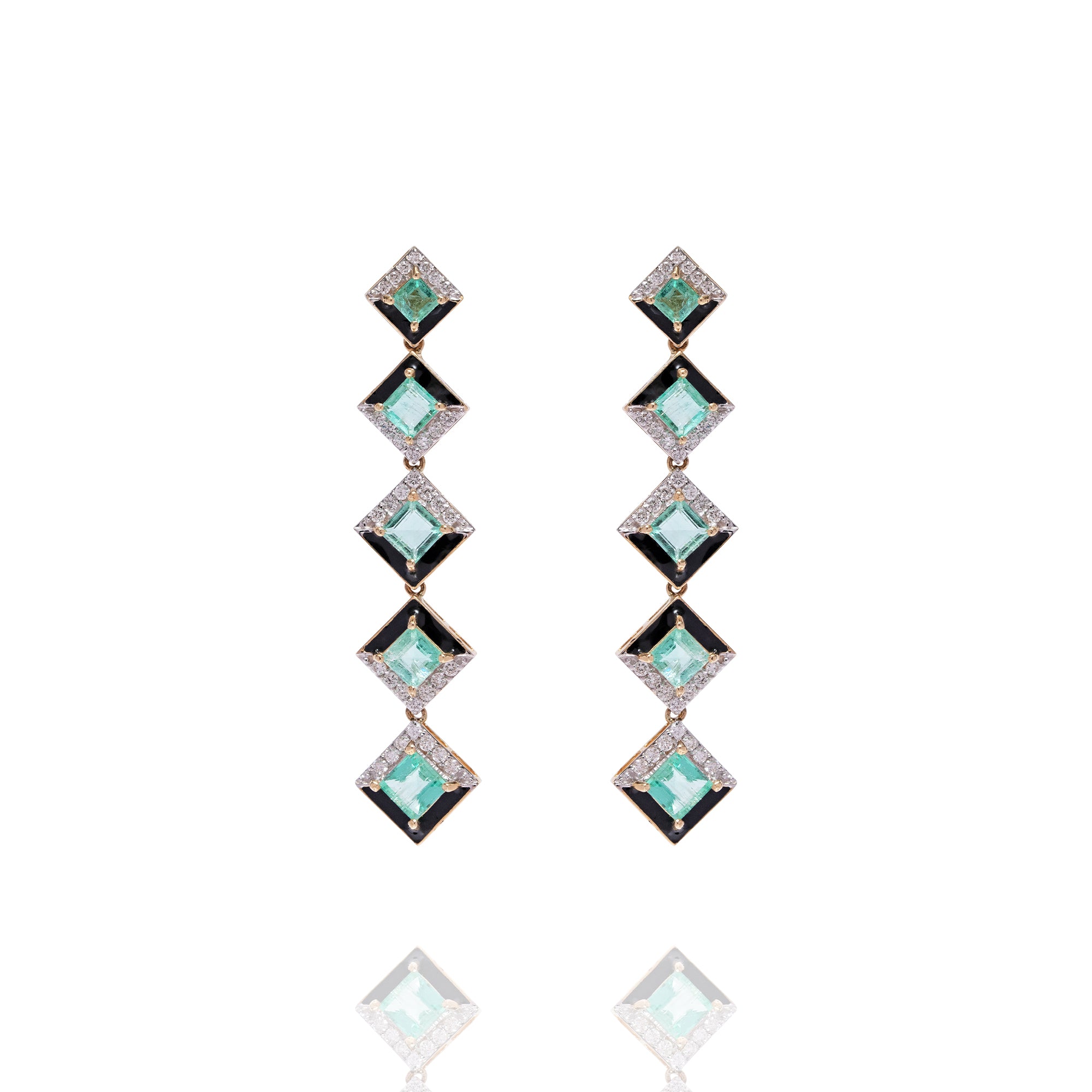 Quinn Diamond Emerald Earrings