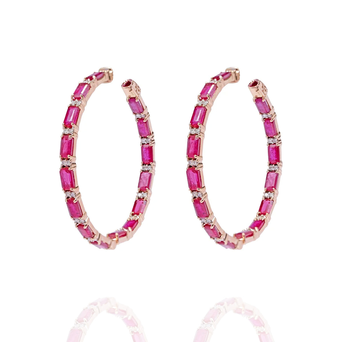 Rosebud Diamond Ruby Earrings