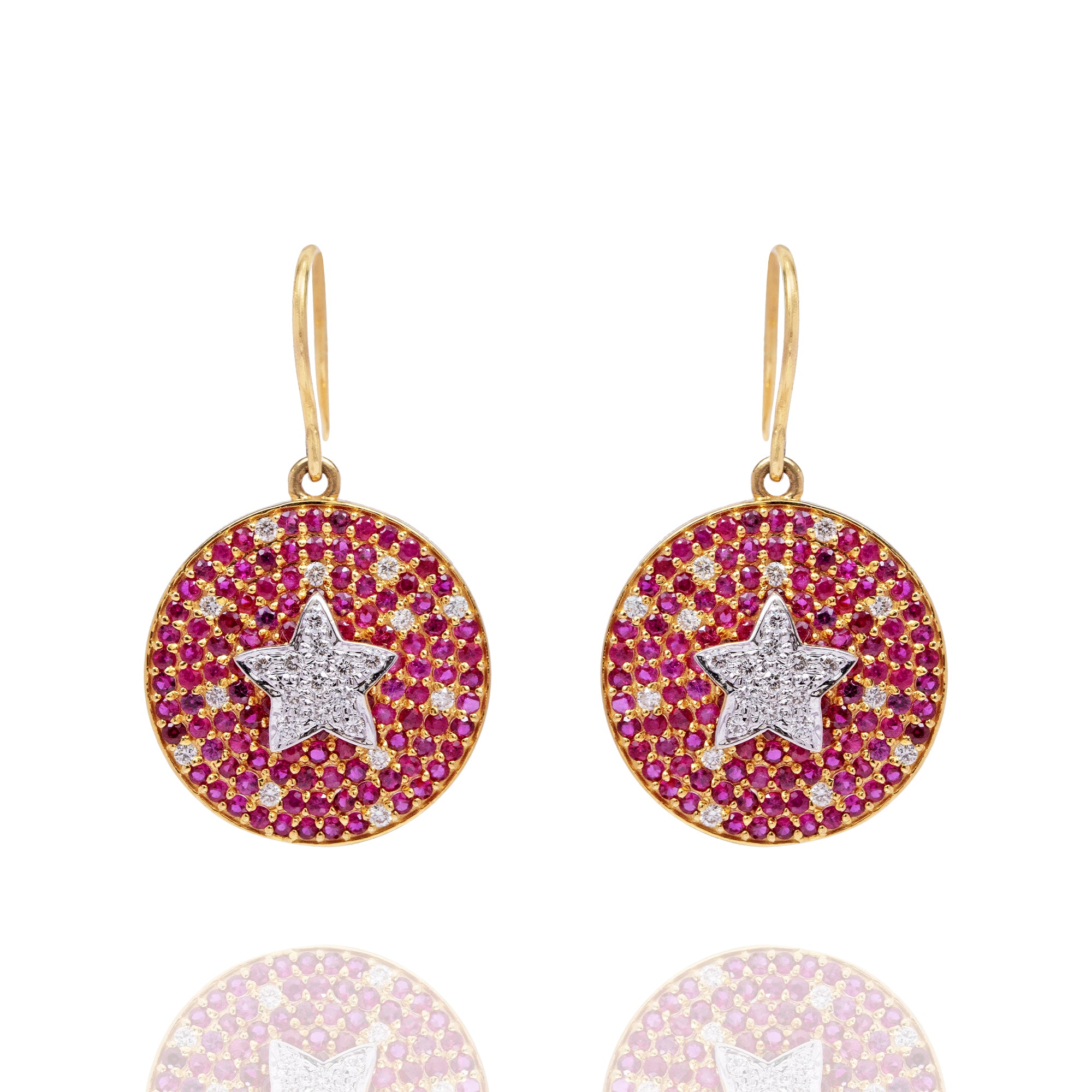 Delfina Star Diamond Ruby Earrings