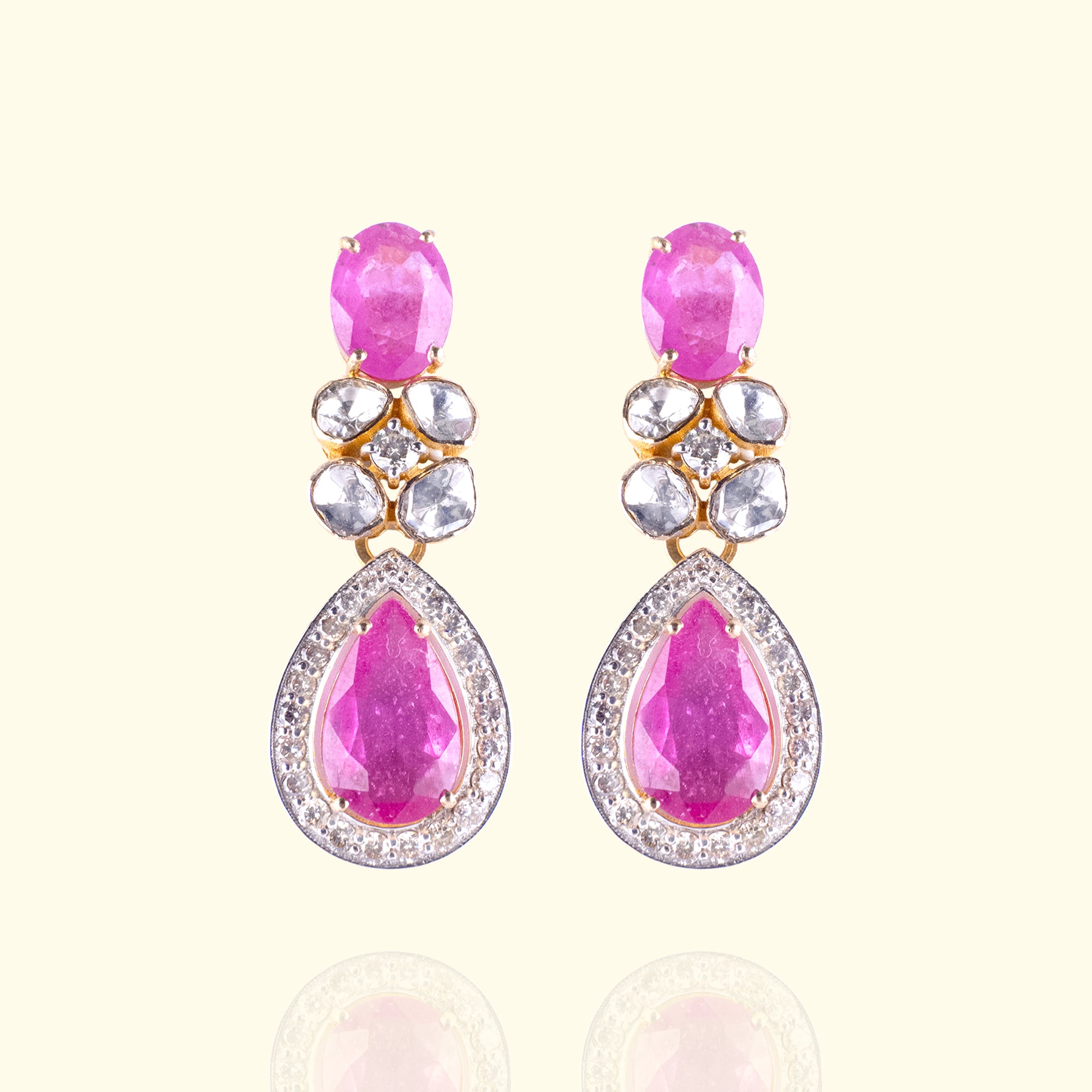 Kerani Polki Pink Sapphire Earrings