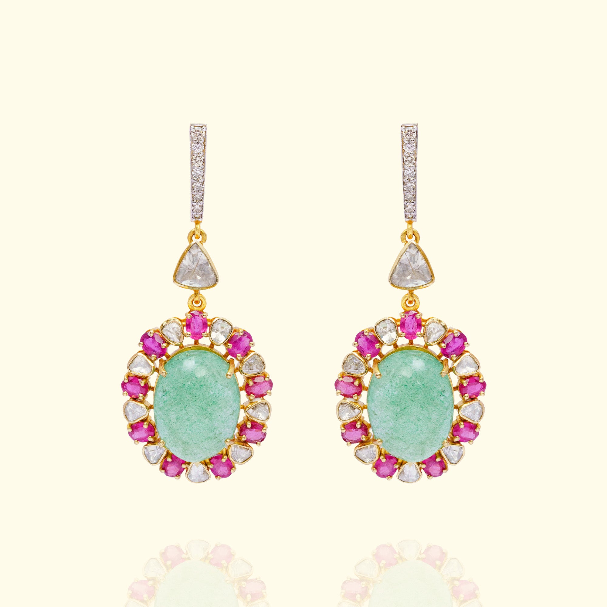 Vedi Polki Emerald Ruby Earrings
