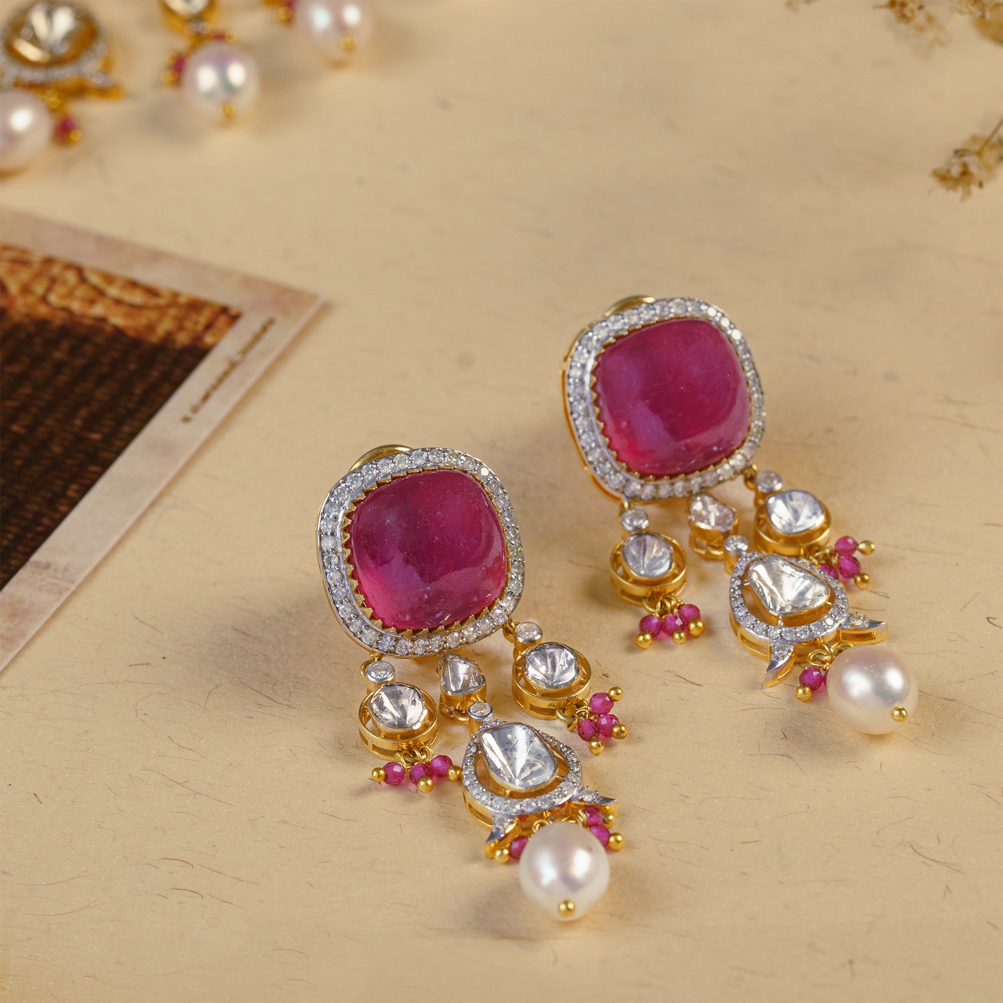 Zerina Polki Ruby Earrings