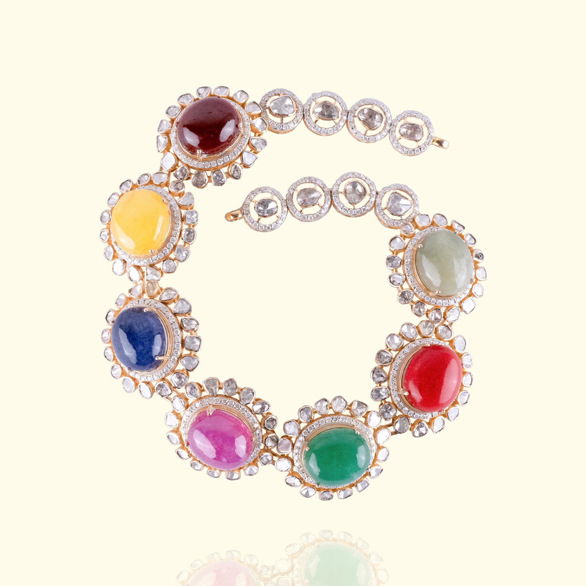 Mohak Polki Navratan Necklace