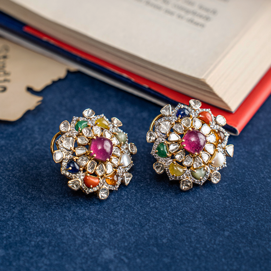 Abelle polki navratan Earrings