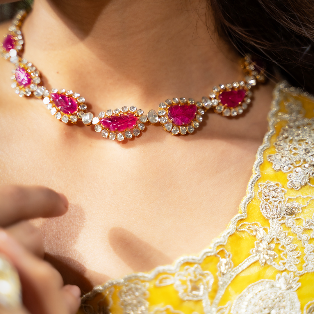 Kior Polki Carved Ruby Necklace