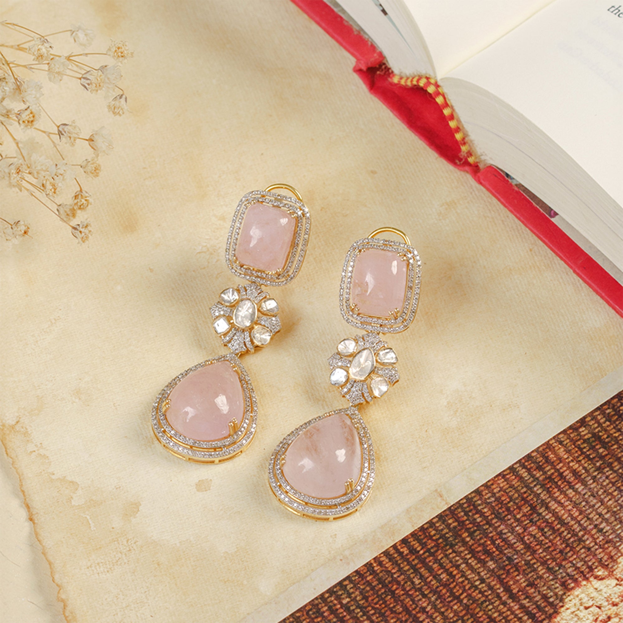 Fiza Polki Morganite Earrings
