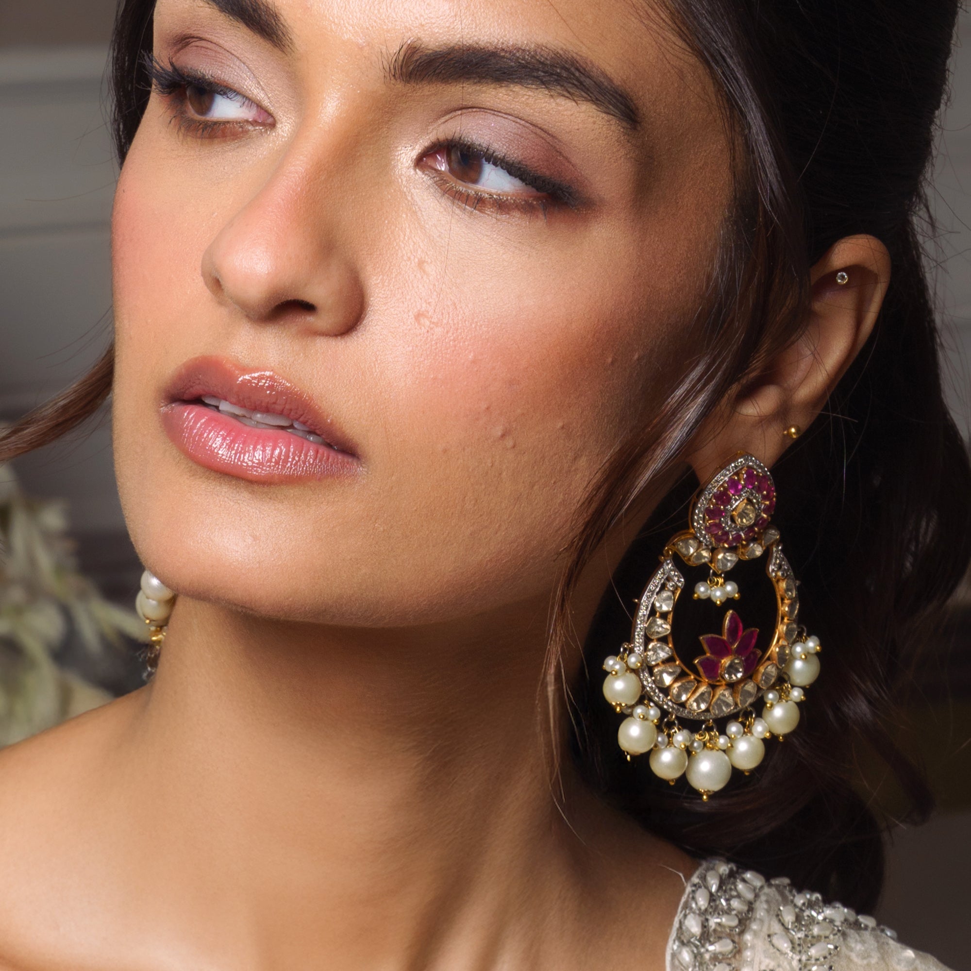 Surkh Polki Ruby Chandbalis