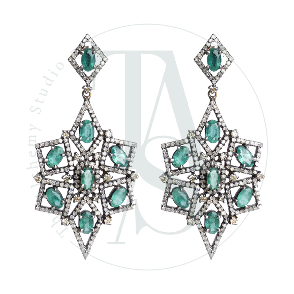 Everett Emerald and Diamond Earrings