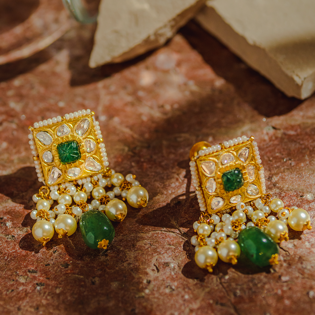 Nadia Emerald Polki Earrings