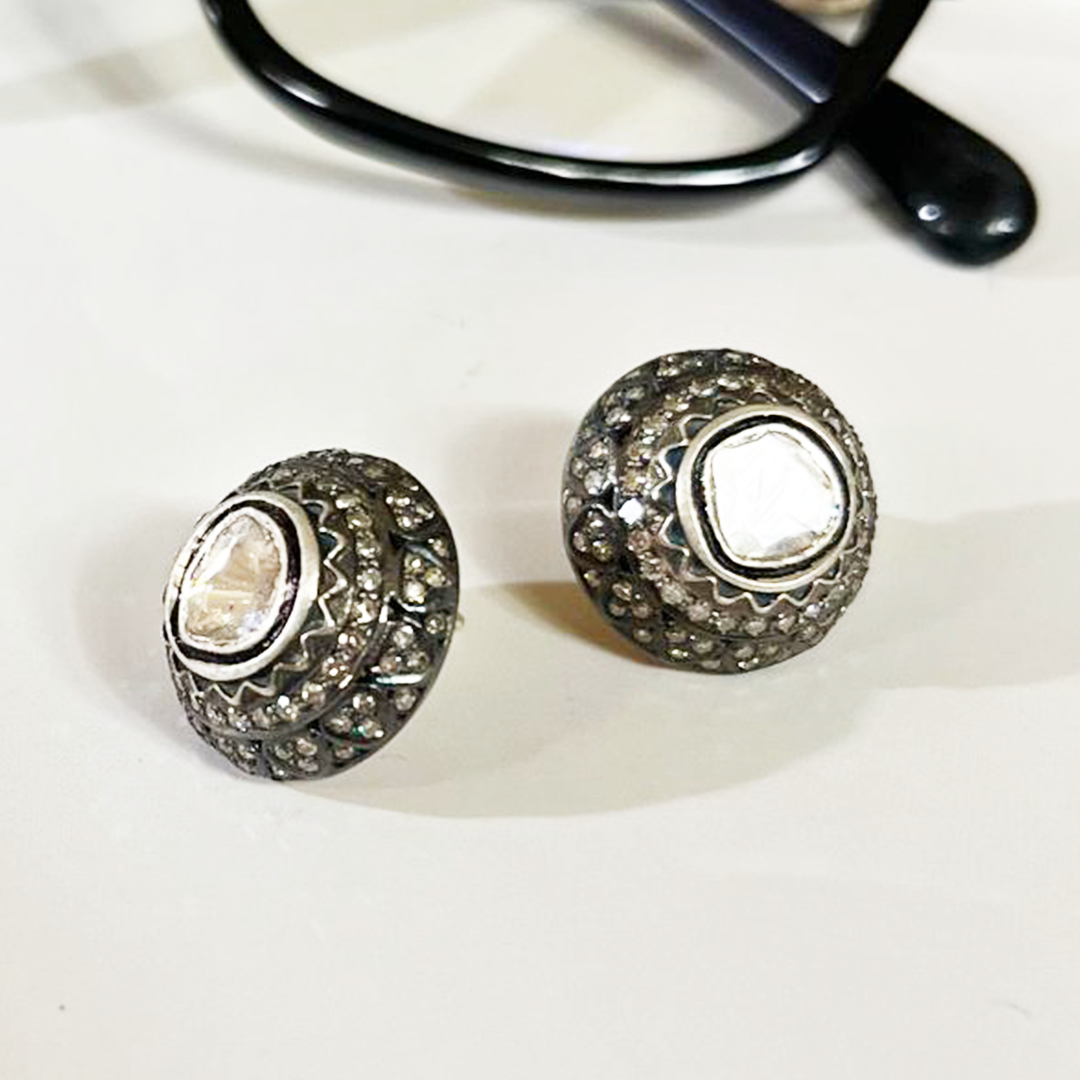 Cherry Blossom Polki Dome Earrings