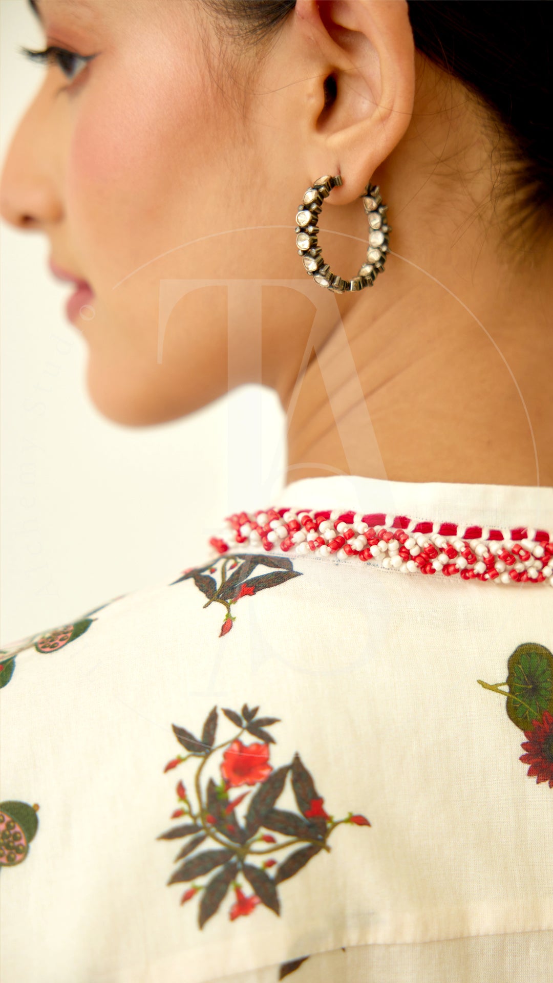 Galaxy Inside Out Scalloped Uncut Diamond Hoops