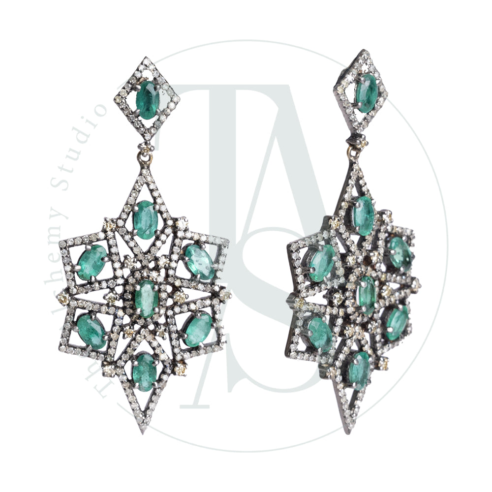 Everett Emerald and Diamond Earrings