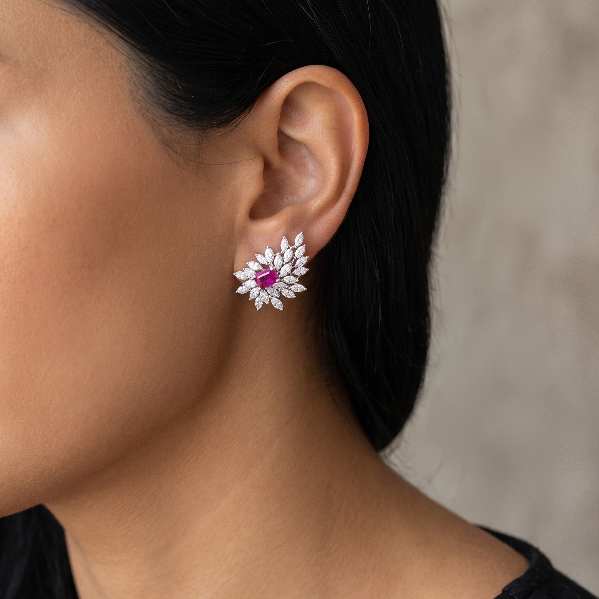 Lantana Diamond Ruby Earrings