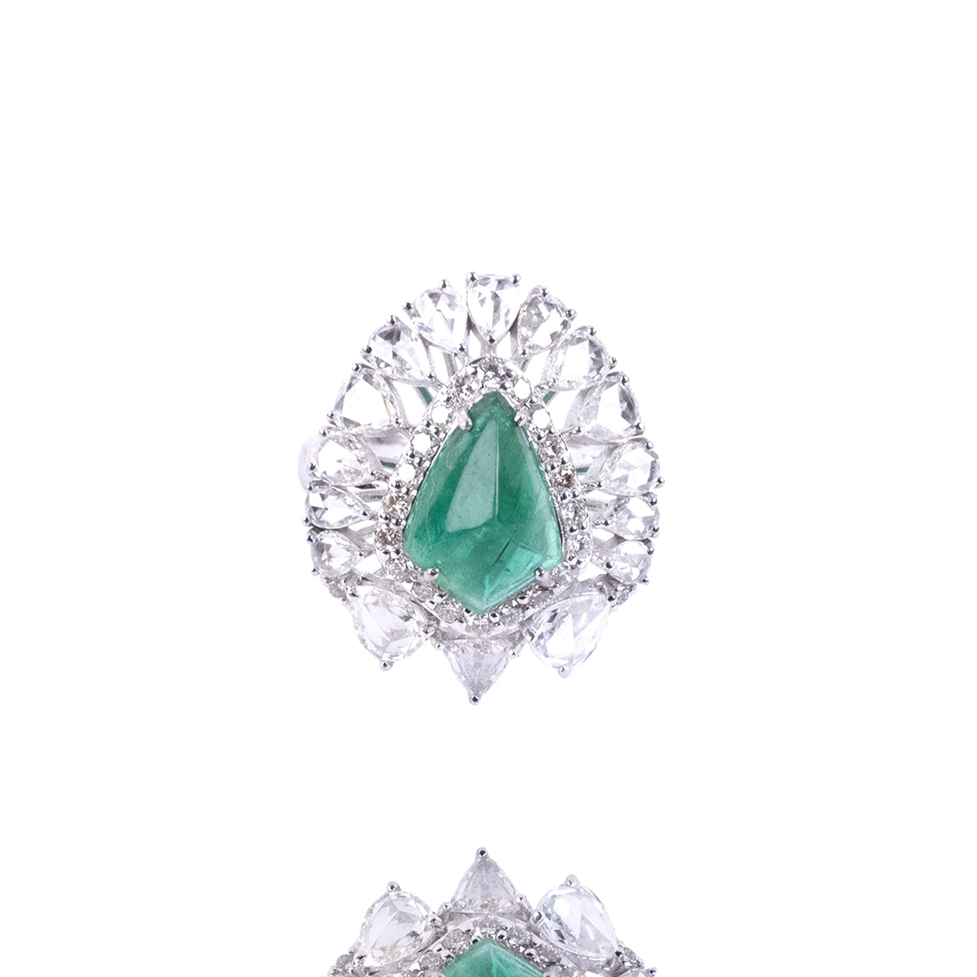 Elixir Rose Cut Diamond Emerald Ring